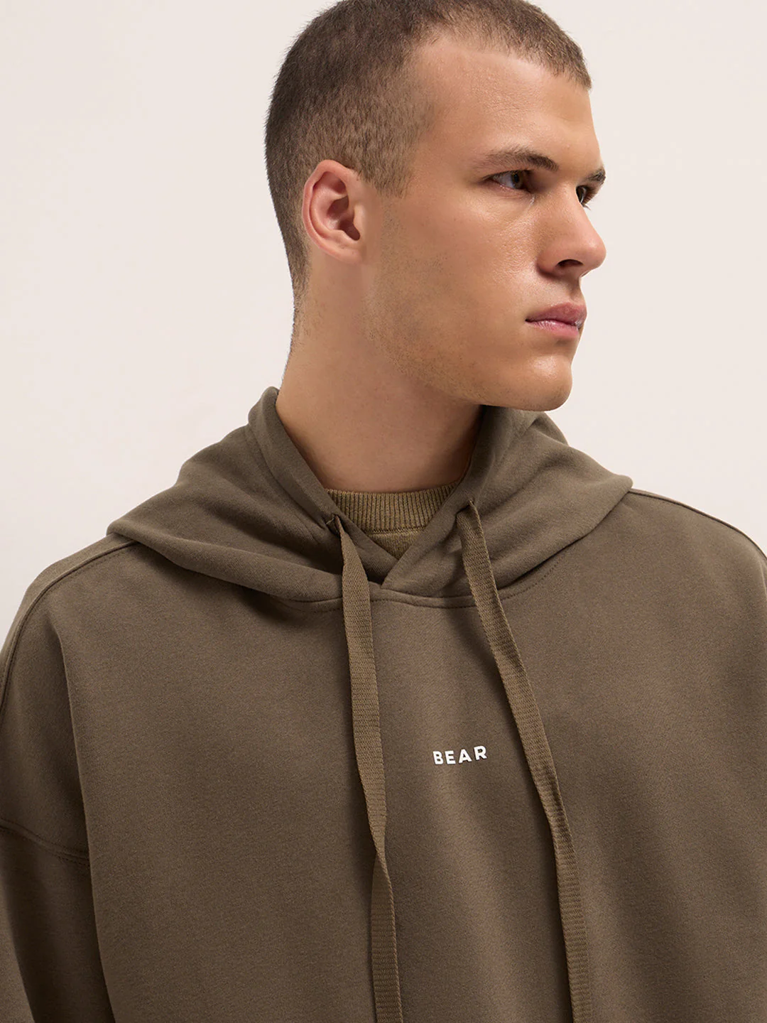 Men Brown Solid Relax Fit Hoodie - Image 5