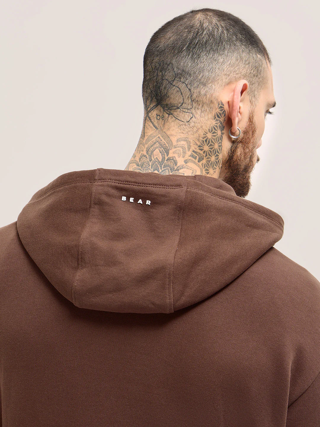 Men Brown Solid Relax Fit Hoodie - Image 6
