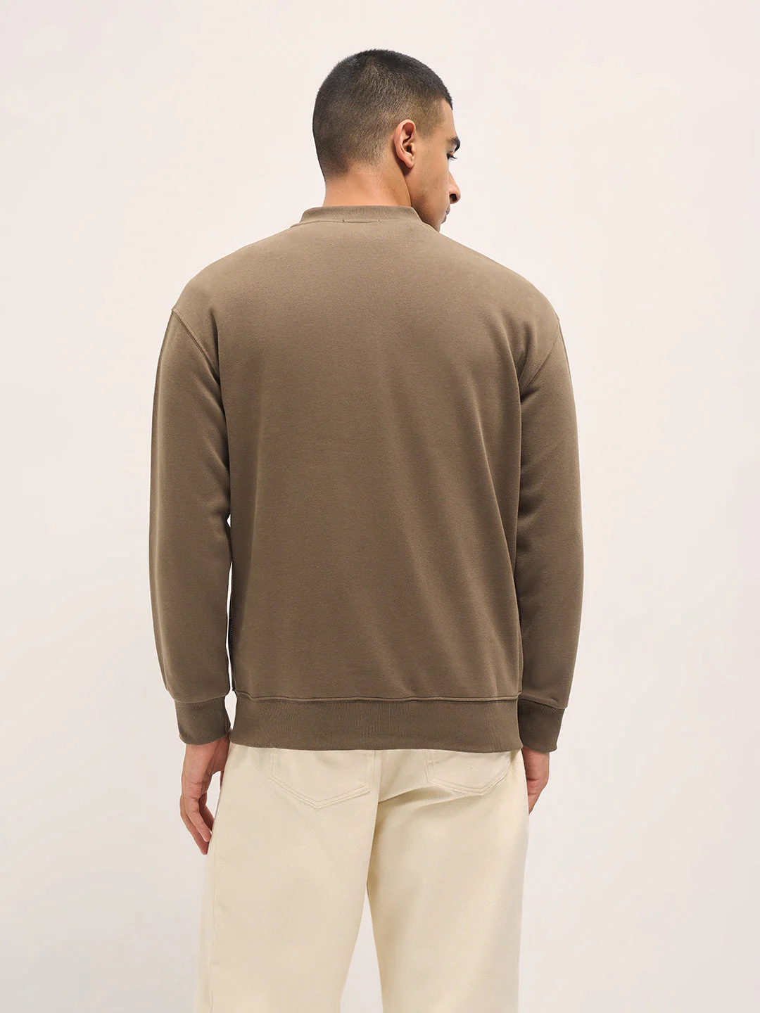 Men Brown Solid Relaxed Fit Henley Neck T-Shirt - Image 2