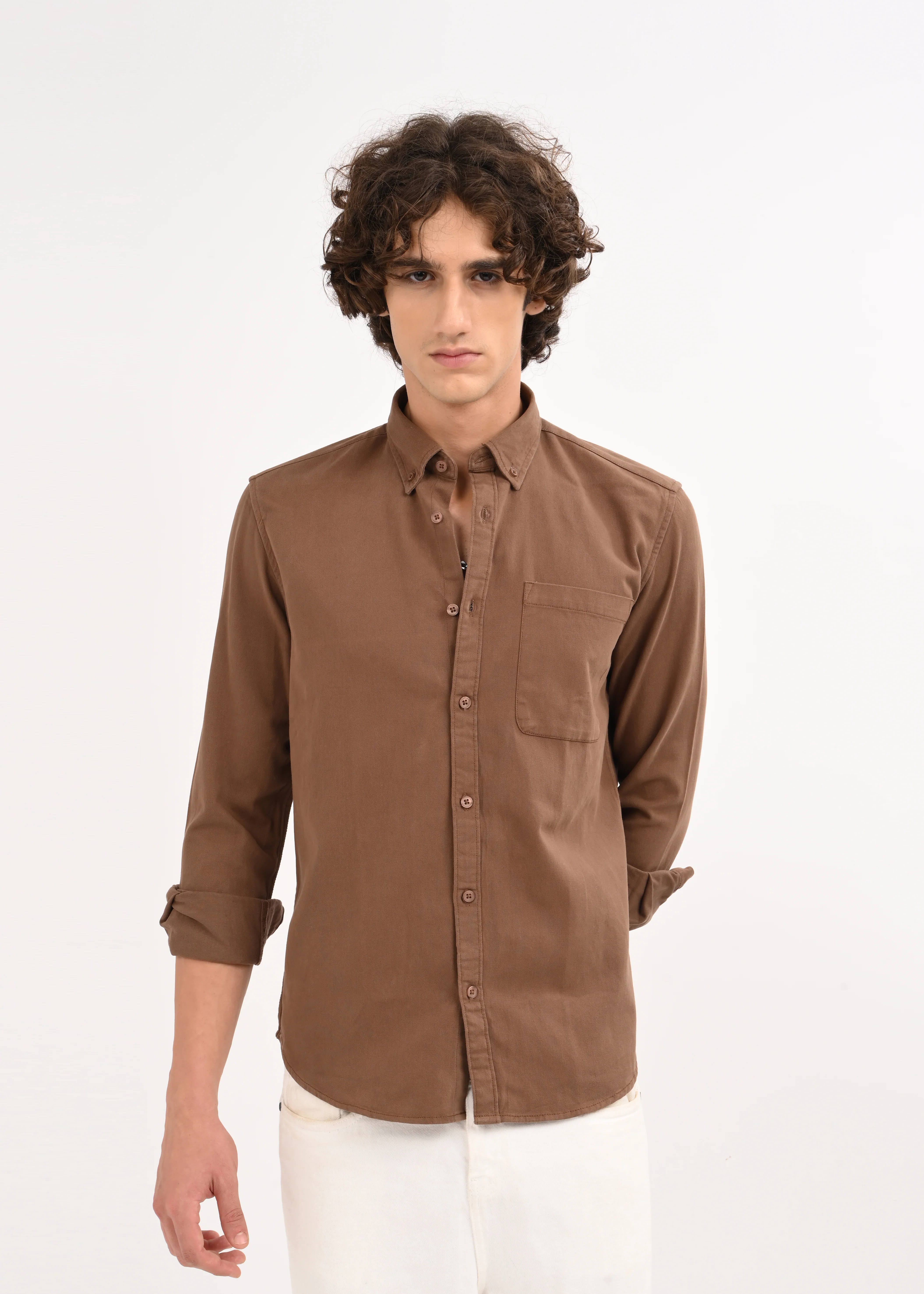 Men Brown Solid Shirt