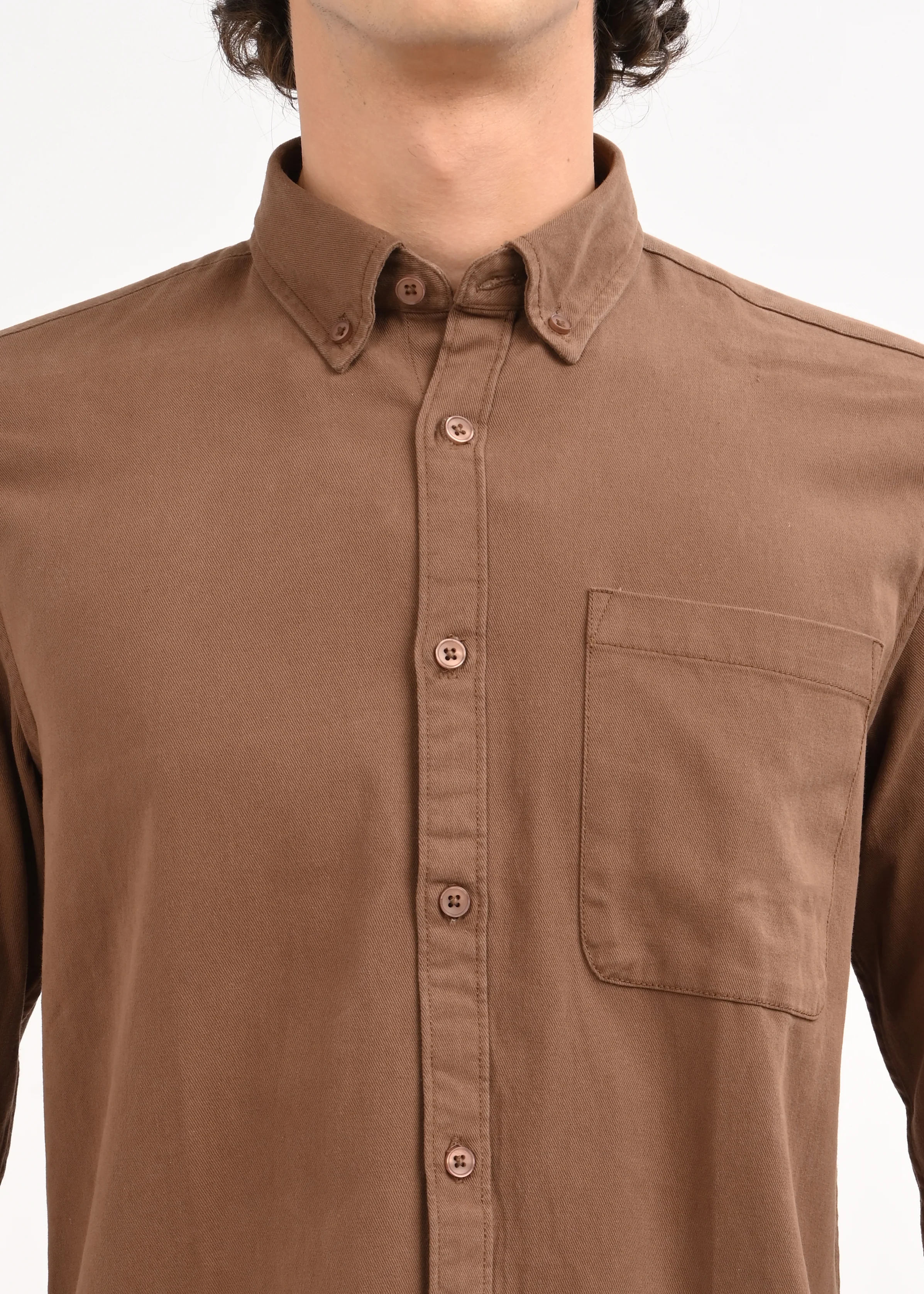 Men Brown Solid Shirt - Image 5