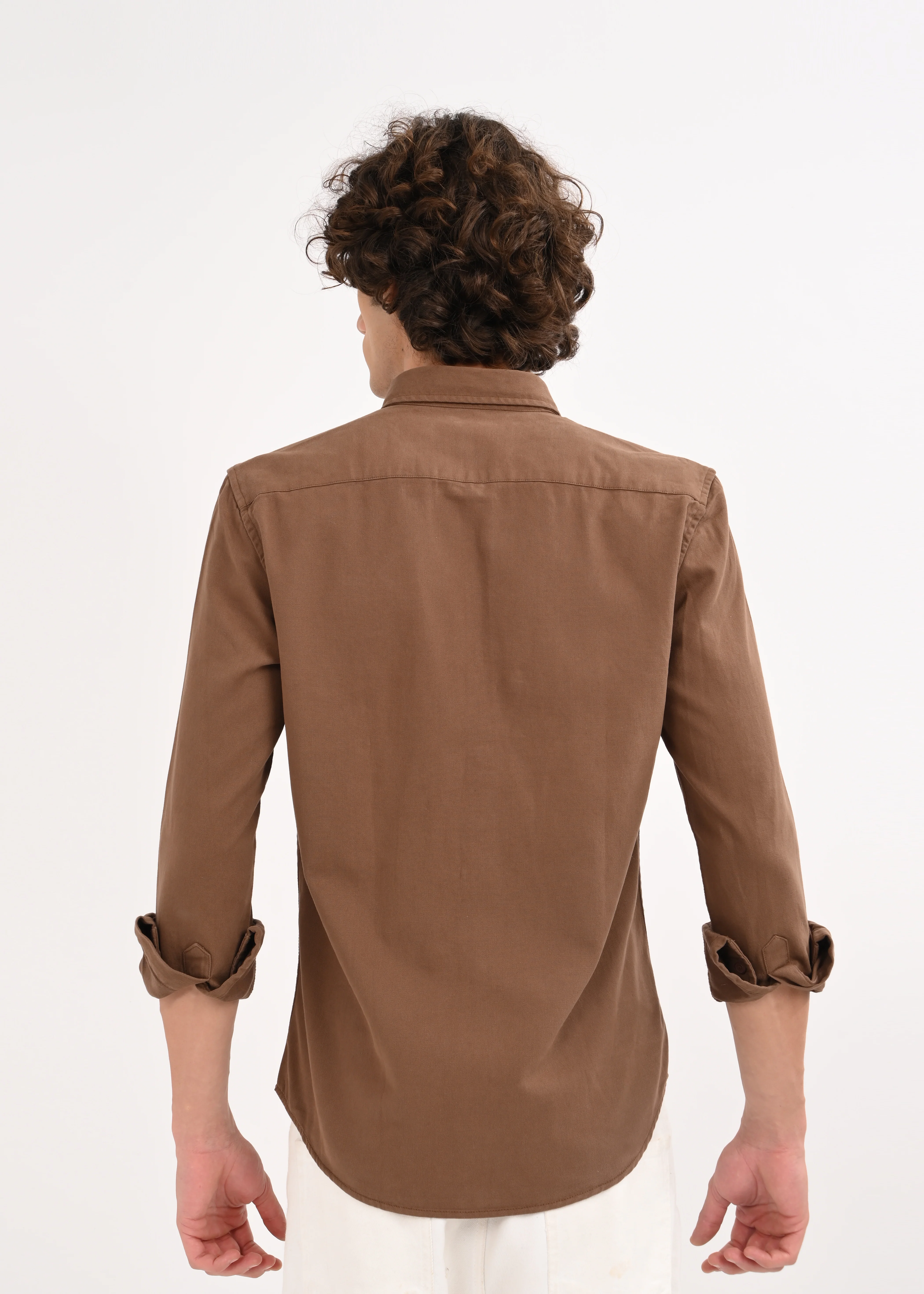 Men Brown Solid Shirt - Image 7