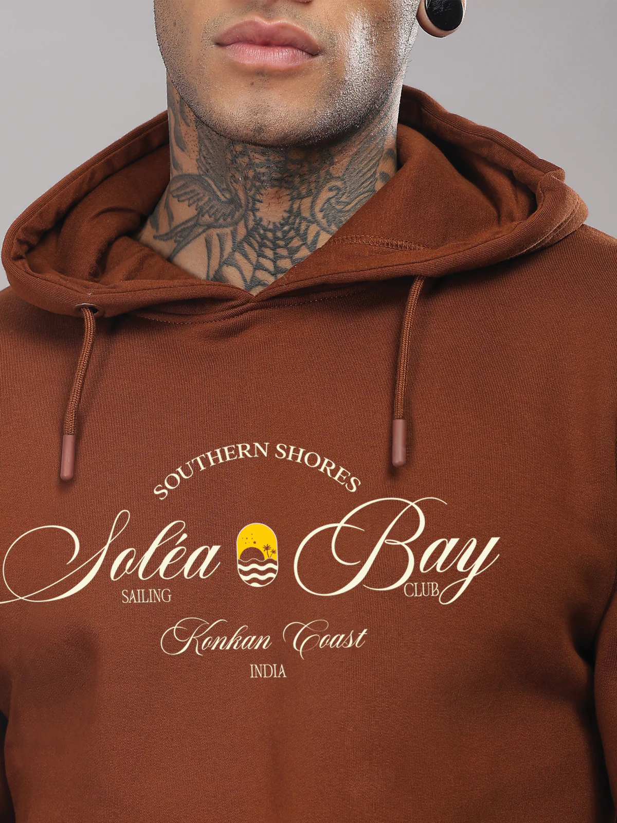 Men Brown Printed Hoodie - Image 3