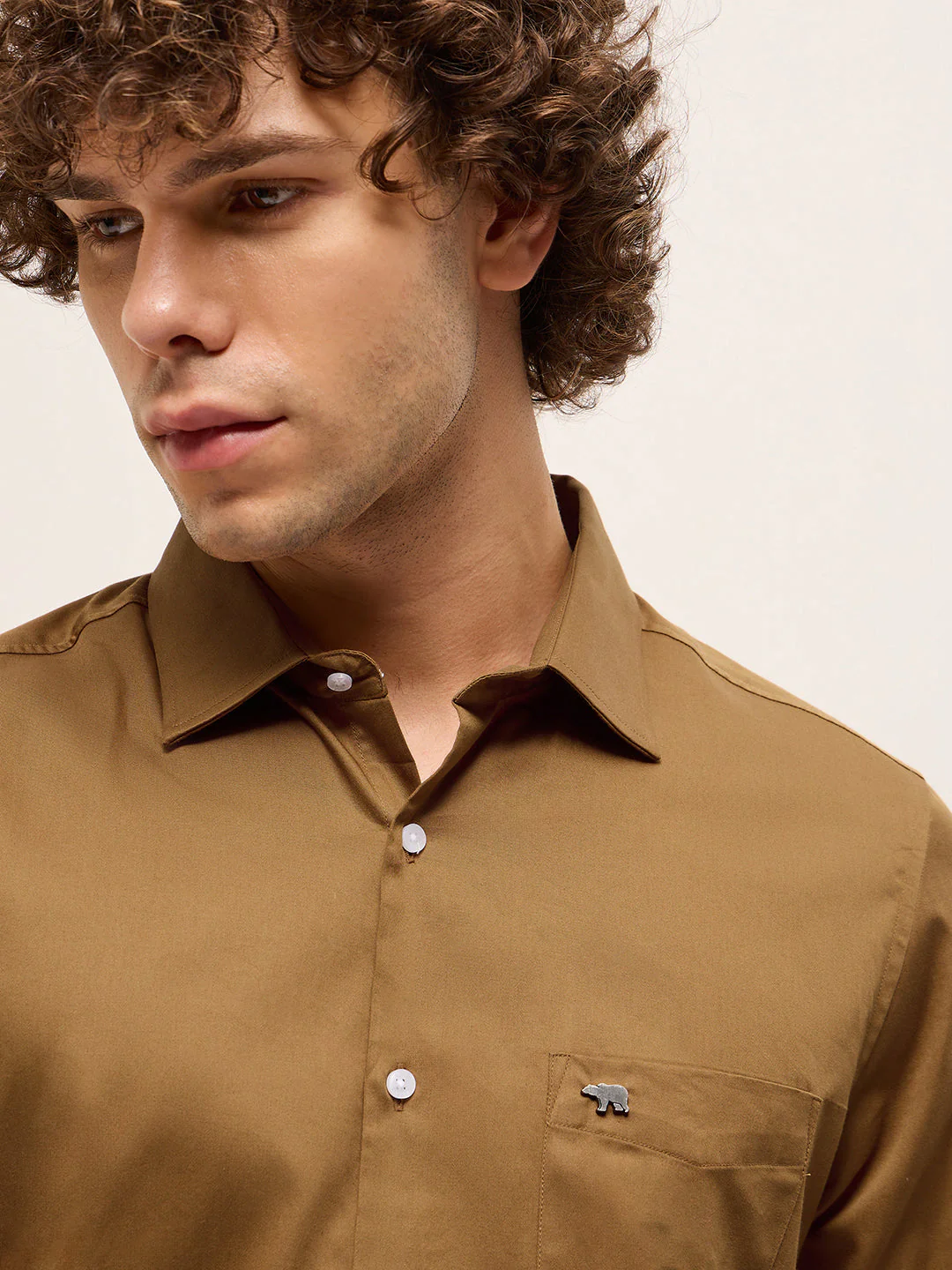 Men Brown Tailored Fit Solid Formal Shirt - Image 5