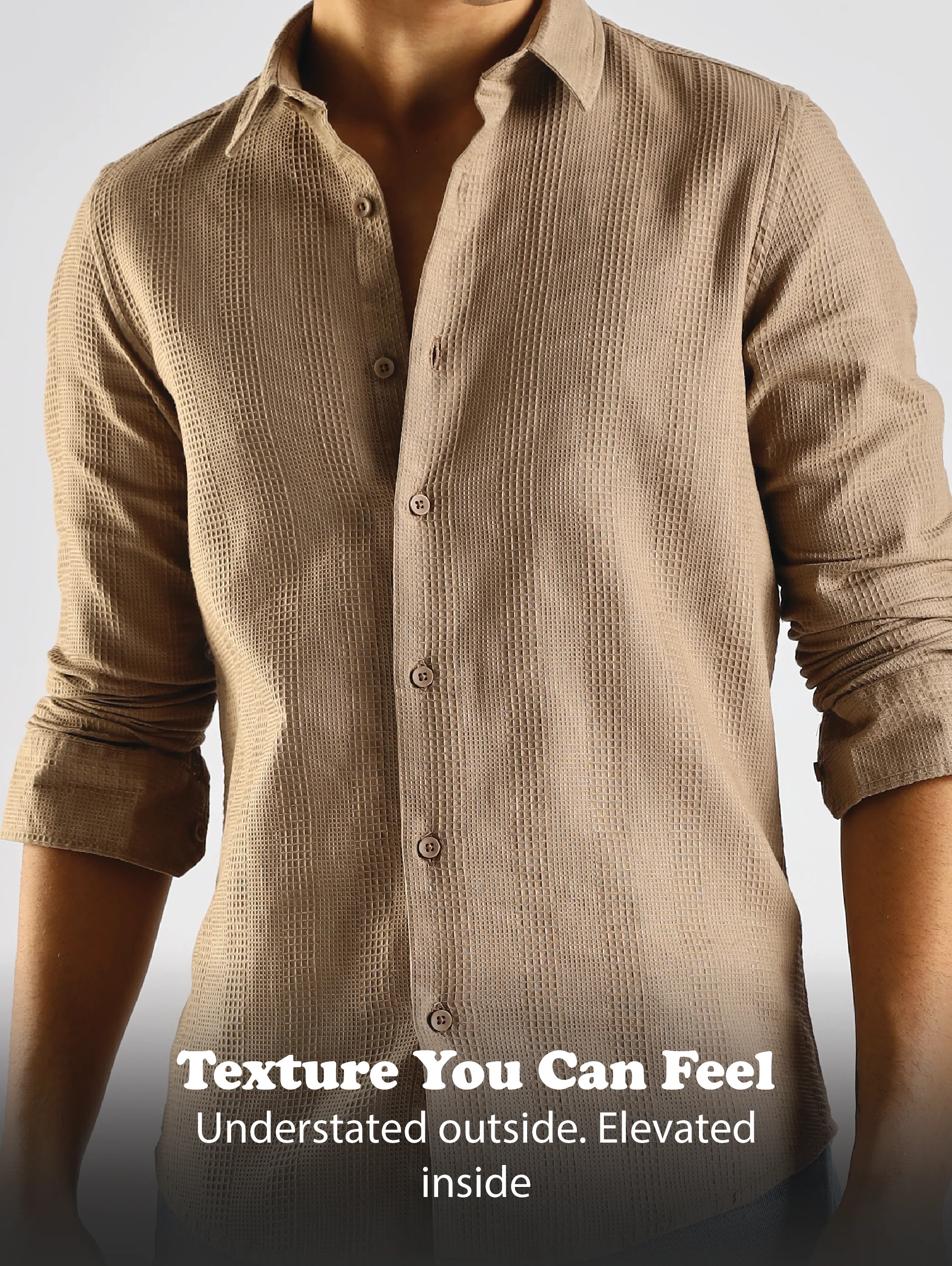 Men Brown Textured Cotton Shirt - Image 13