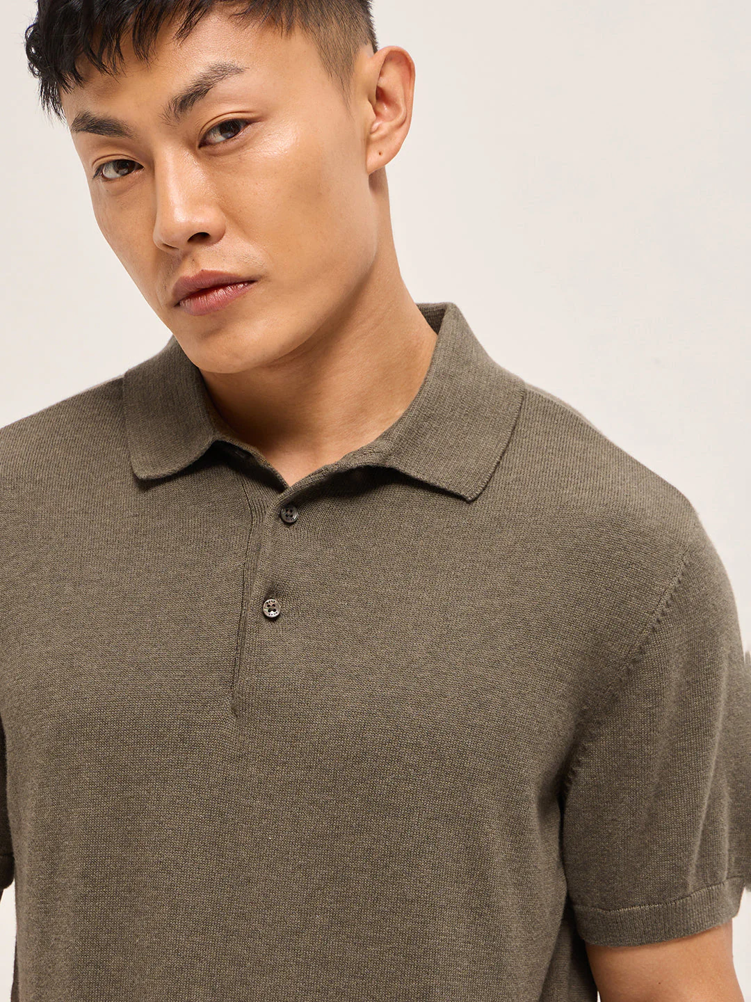 Men Brown Textured Knit Solid Regular Fit Polo - Image 5