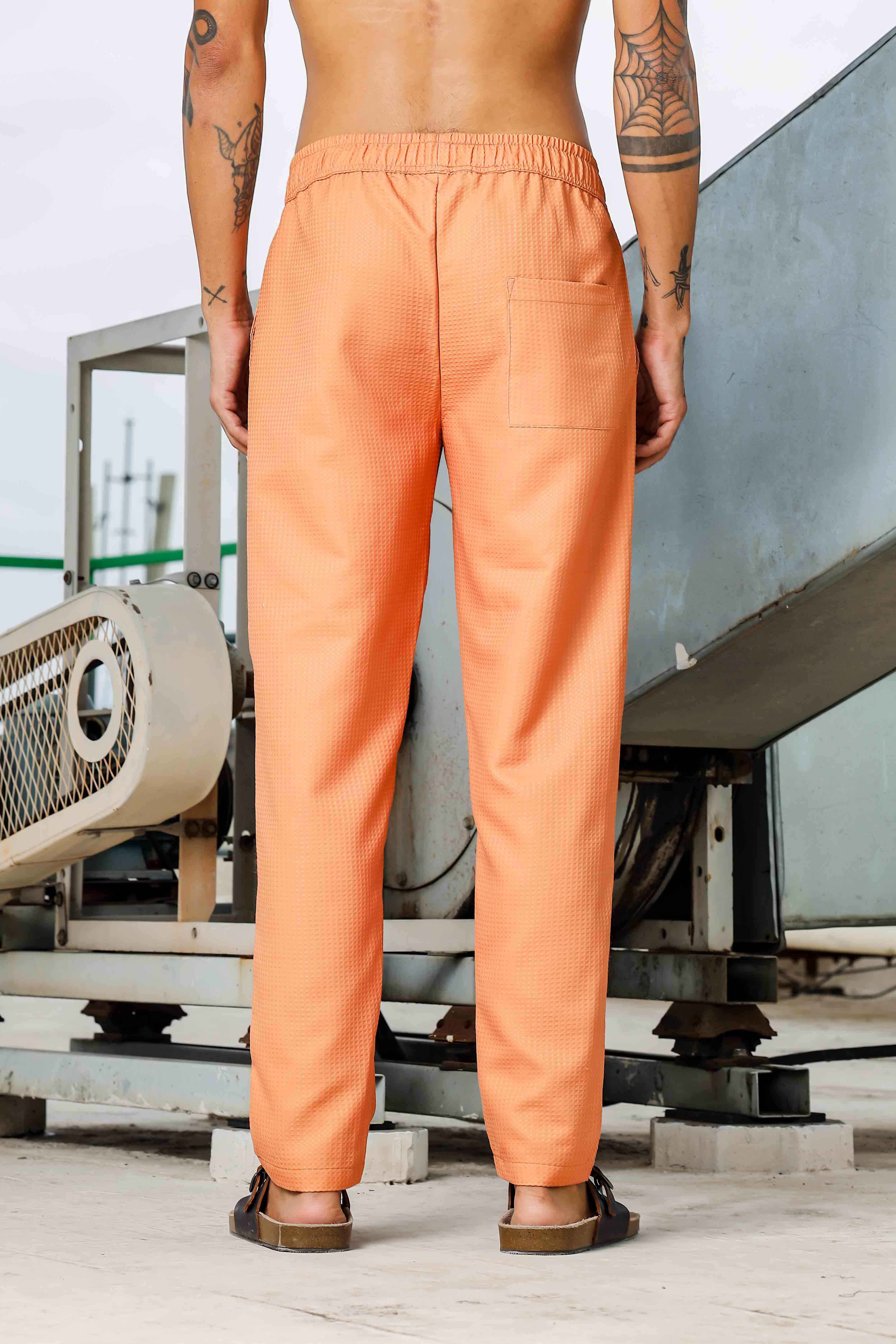 Men Orange Textured Pants - Image 6