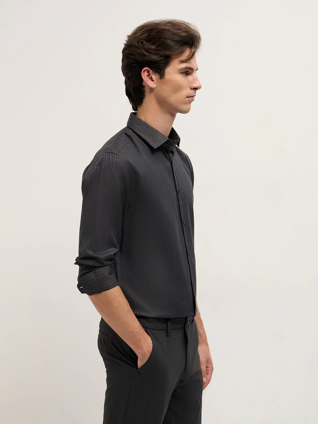 Men Brown Woven Design Tailored Fit Formal Shirt - Image 3