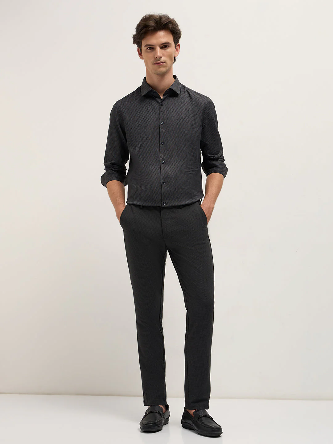 Men Brown Woven Design Tailored Fit Formal Shirt - Image 4