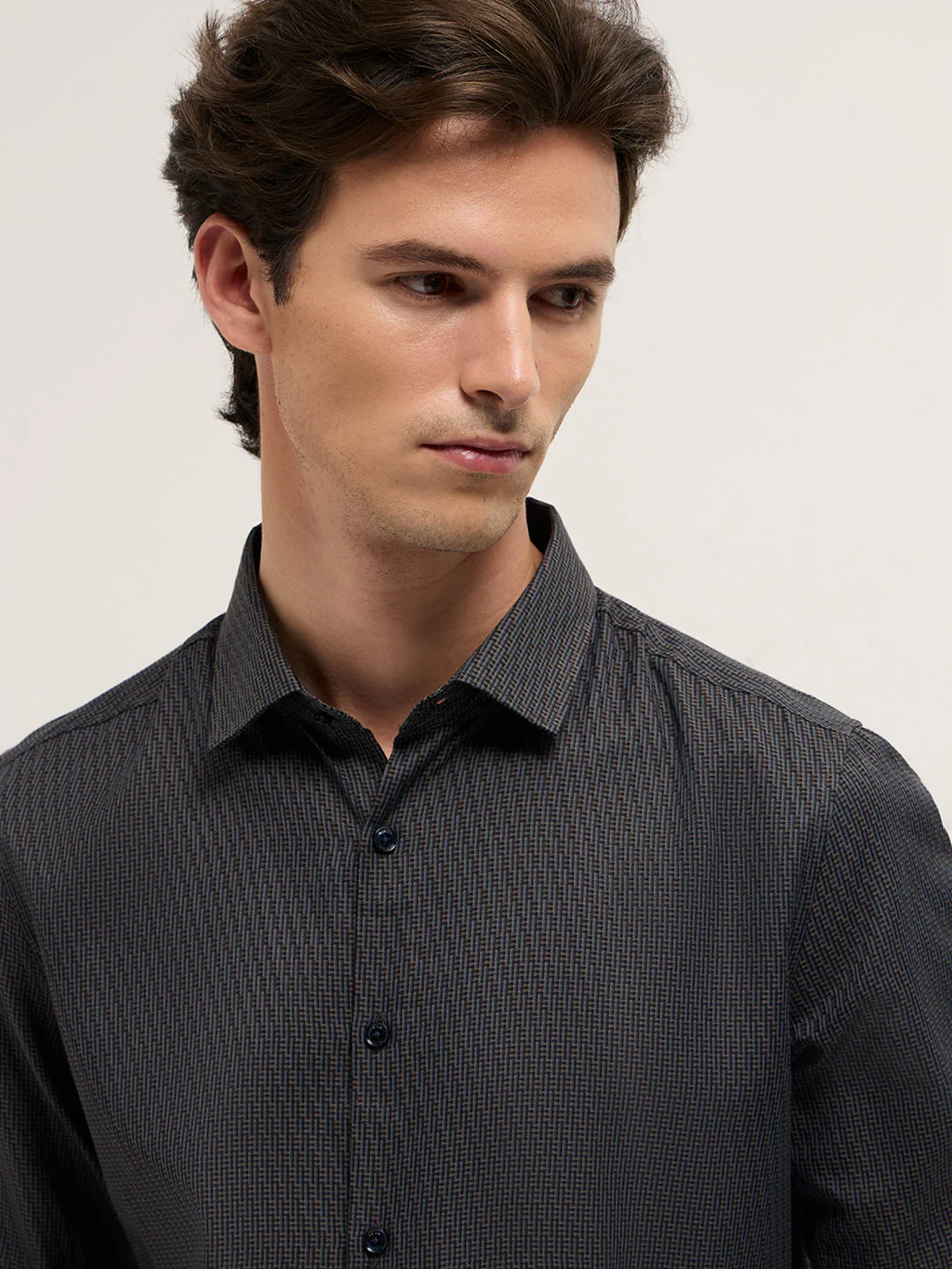 Men Brown Woven Design Tailored Fit Formal Shirt - Image 5