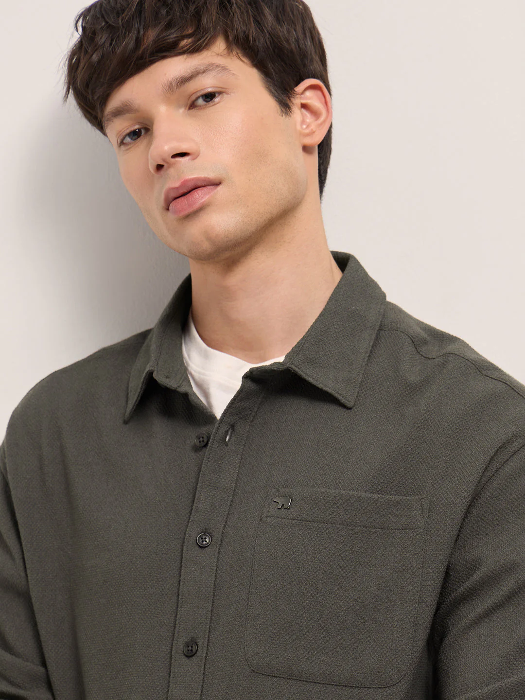 Men Brown Woven Textured Relaxed Fit Casual Shirt - Image 5