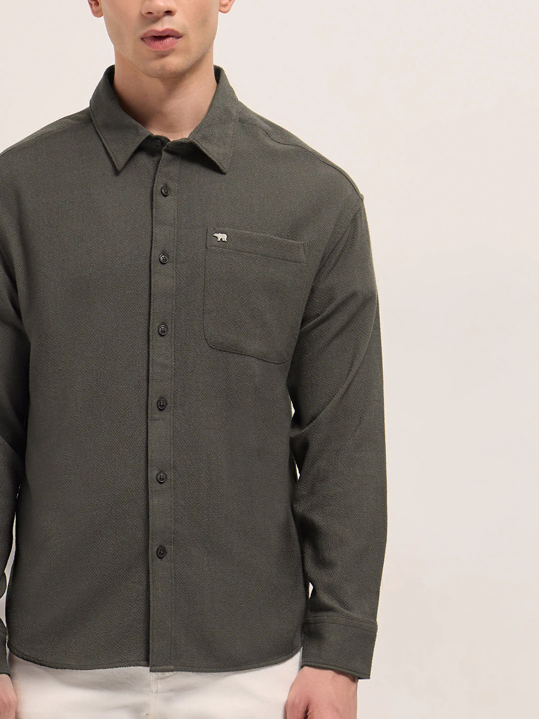 Men Brown Woven Textured Relaxed Fit Casual Shirt - Image 7