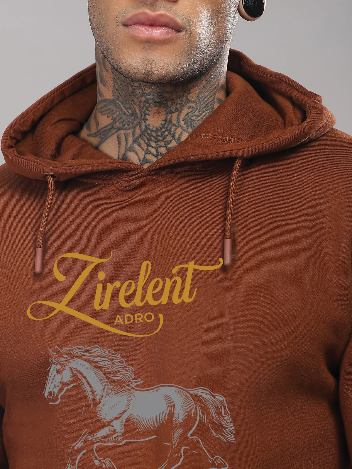 Men Brown Printed Hoodie - Image 2