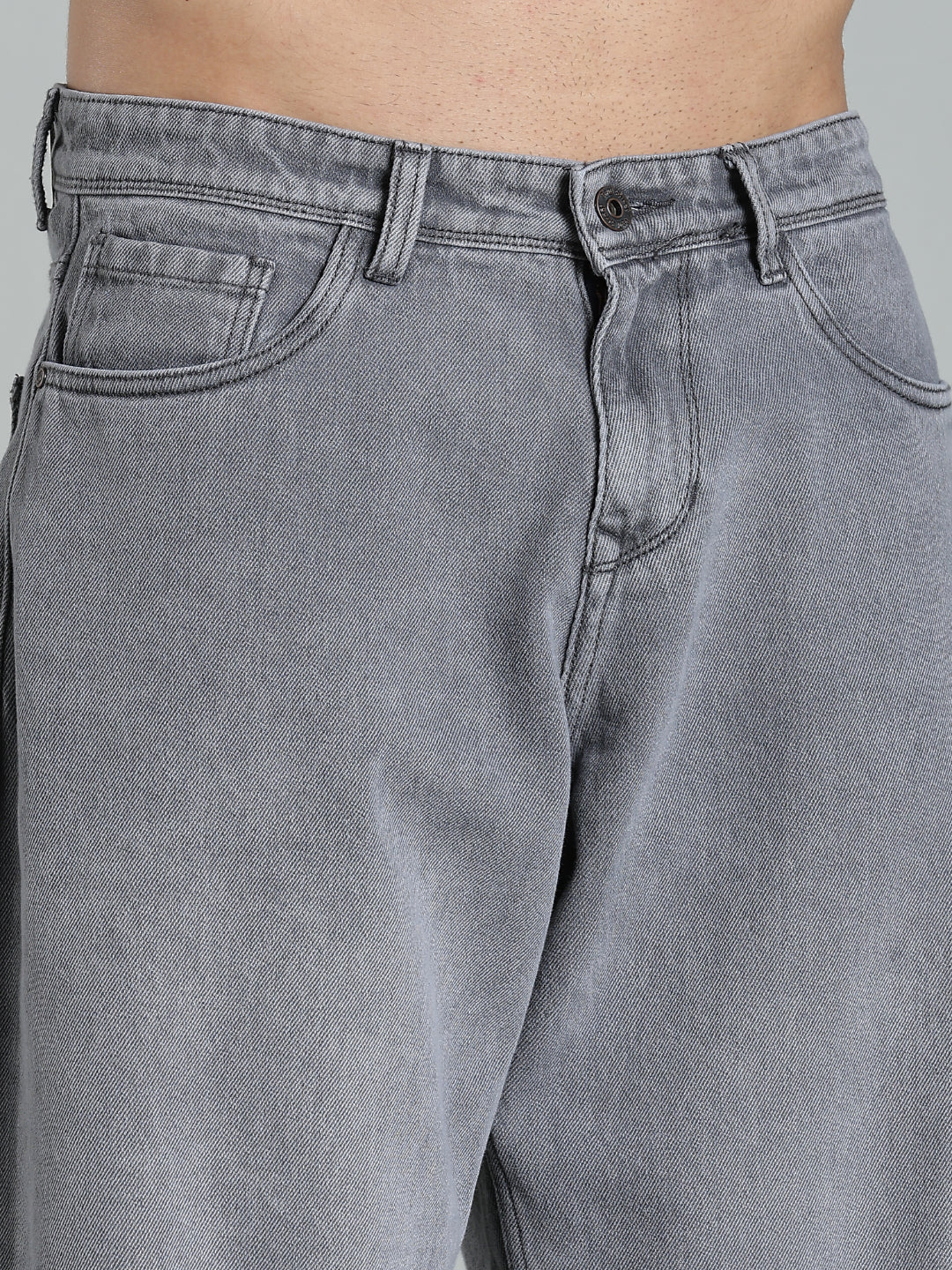 Men Brukk Light Grey Baggy Jeans - Image 4