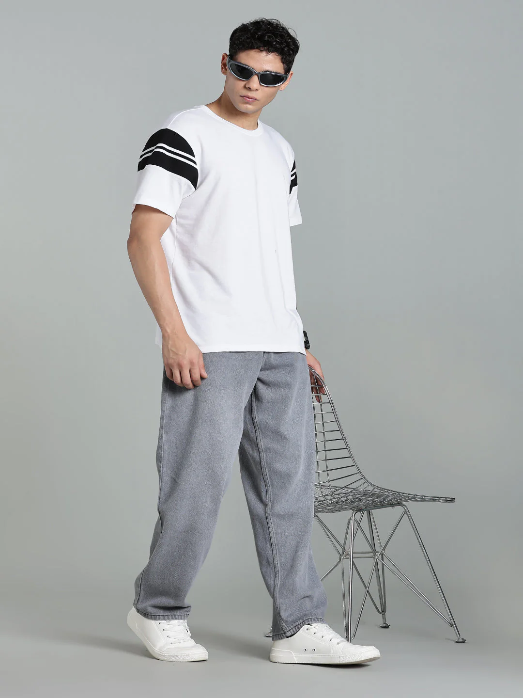 Men Brukk Light Grey Baggy Jeans - Image 5