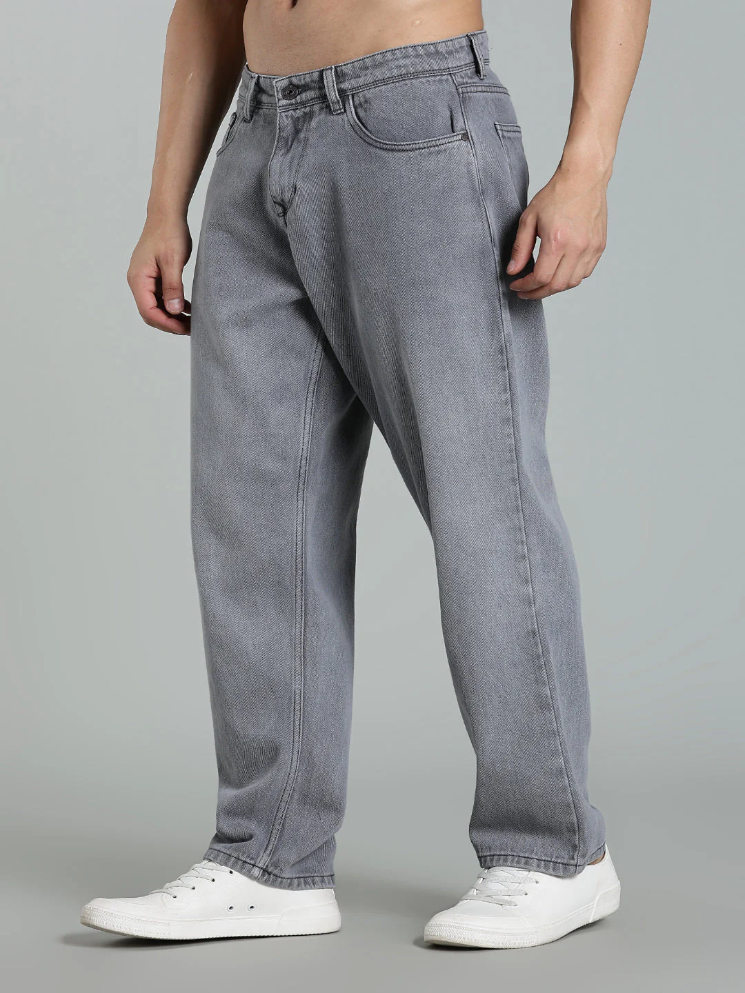 Men Brukk Light Grey Baggy Jeans - Image 6