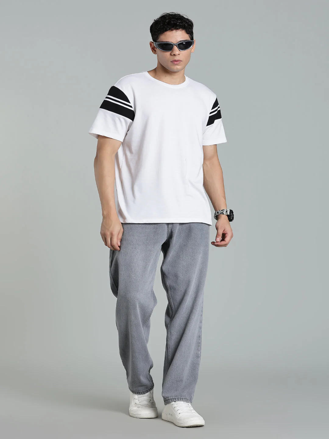Men Brukk Light Grey Baggy Jeans - Image 7