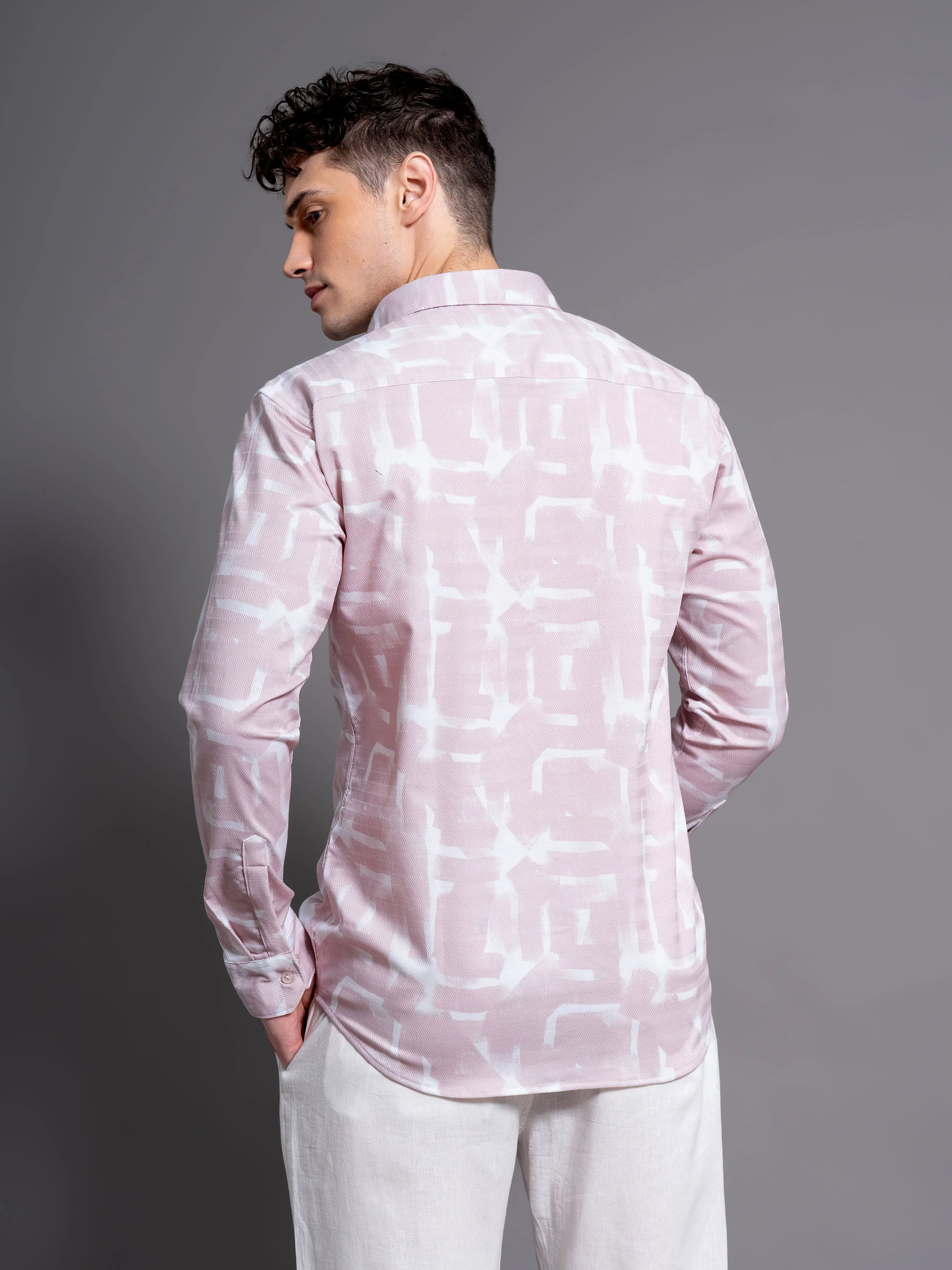 Men Brume Pink Abstract Shirt - Image 2