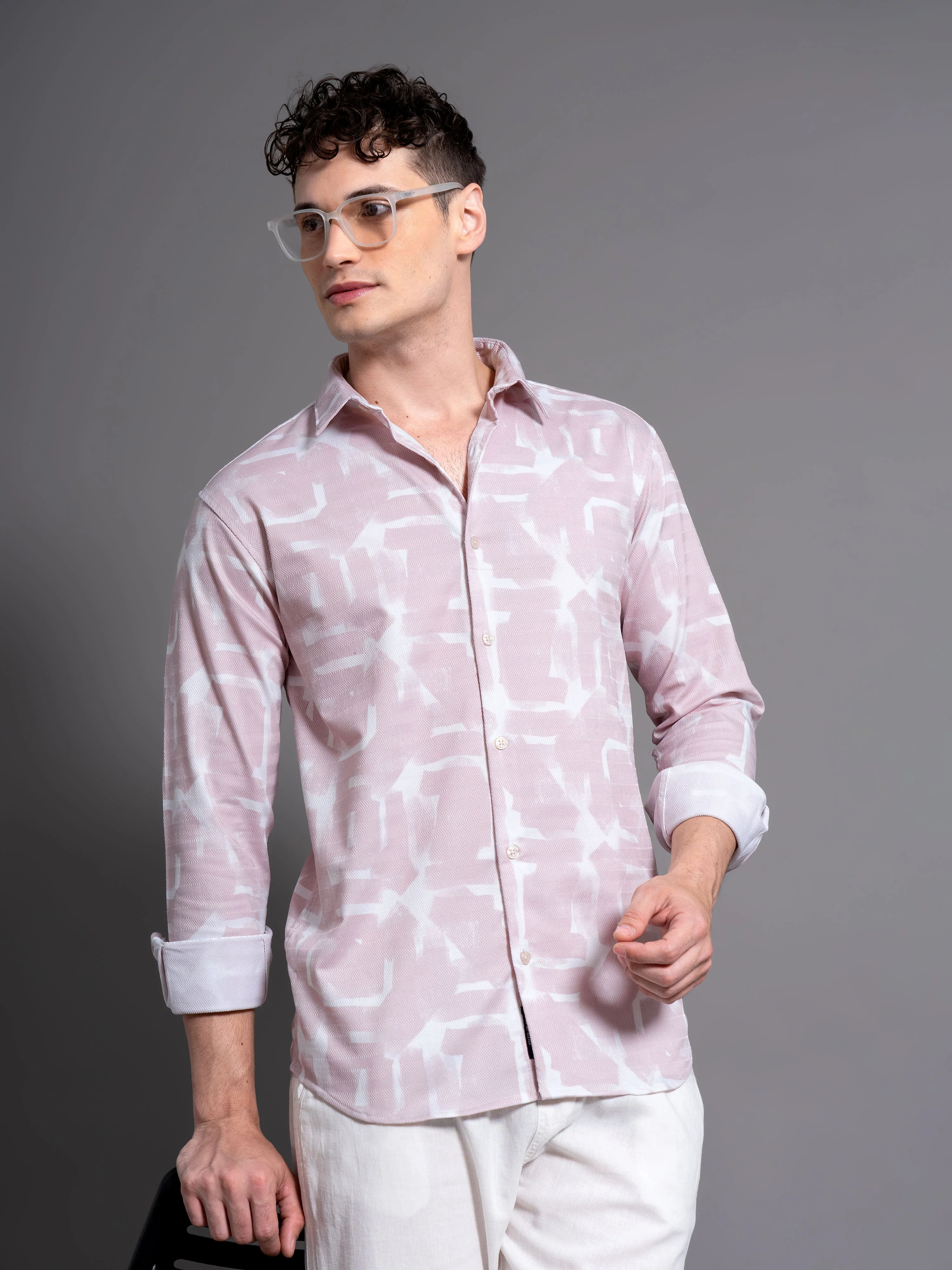 Men Brume Pink Abstract Shirt - Image 3