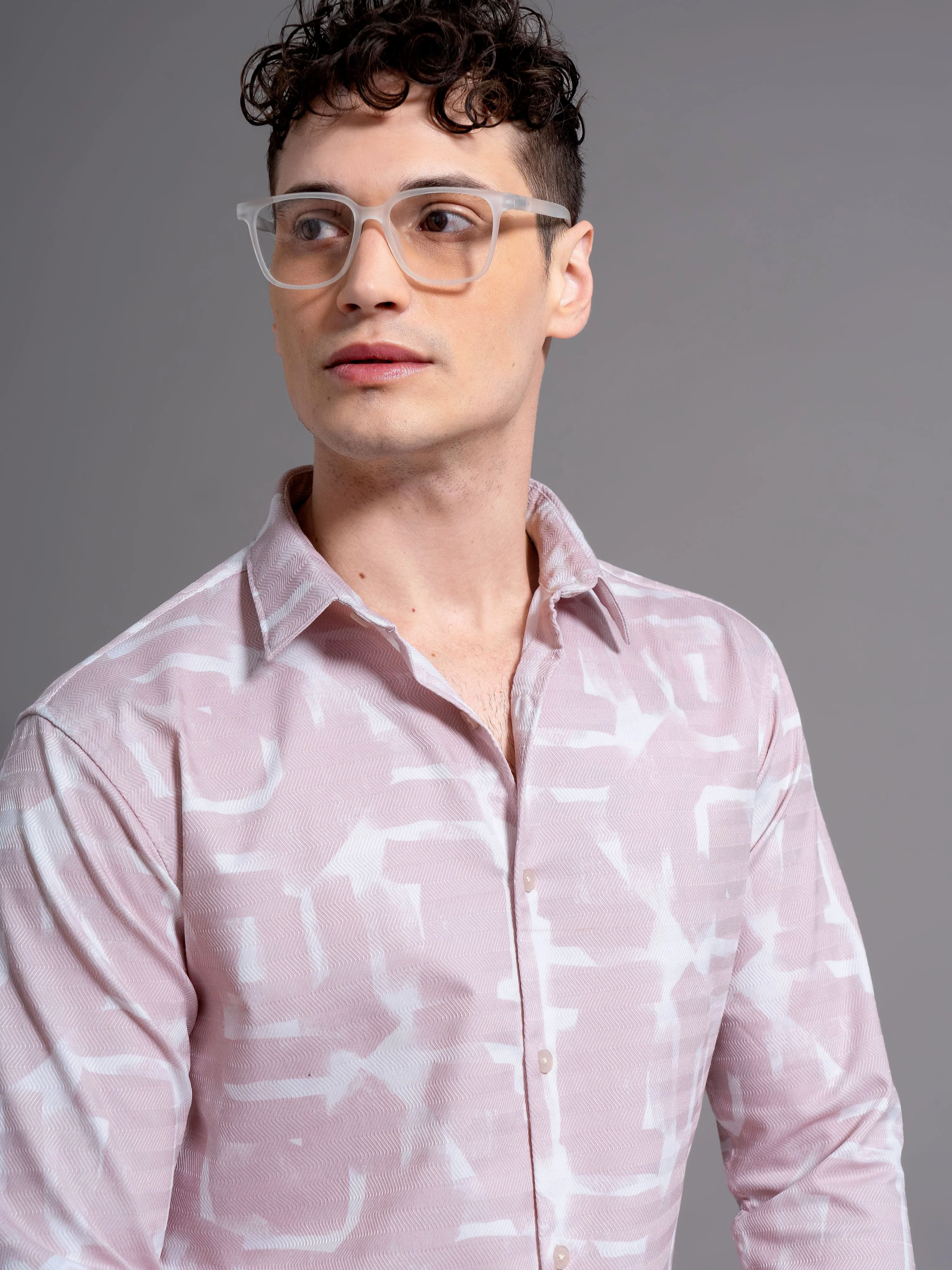 Men Brume Pink Abstract Shirt - Image 4