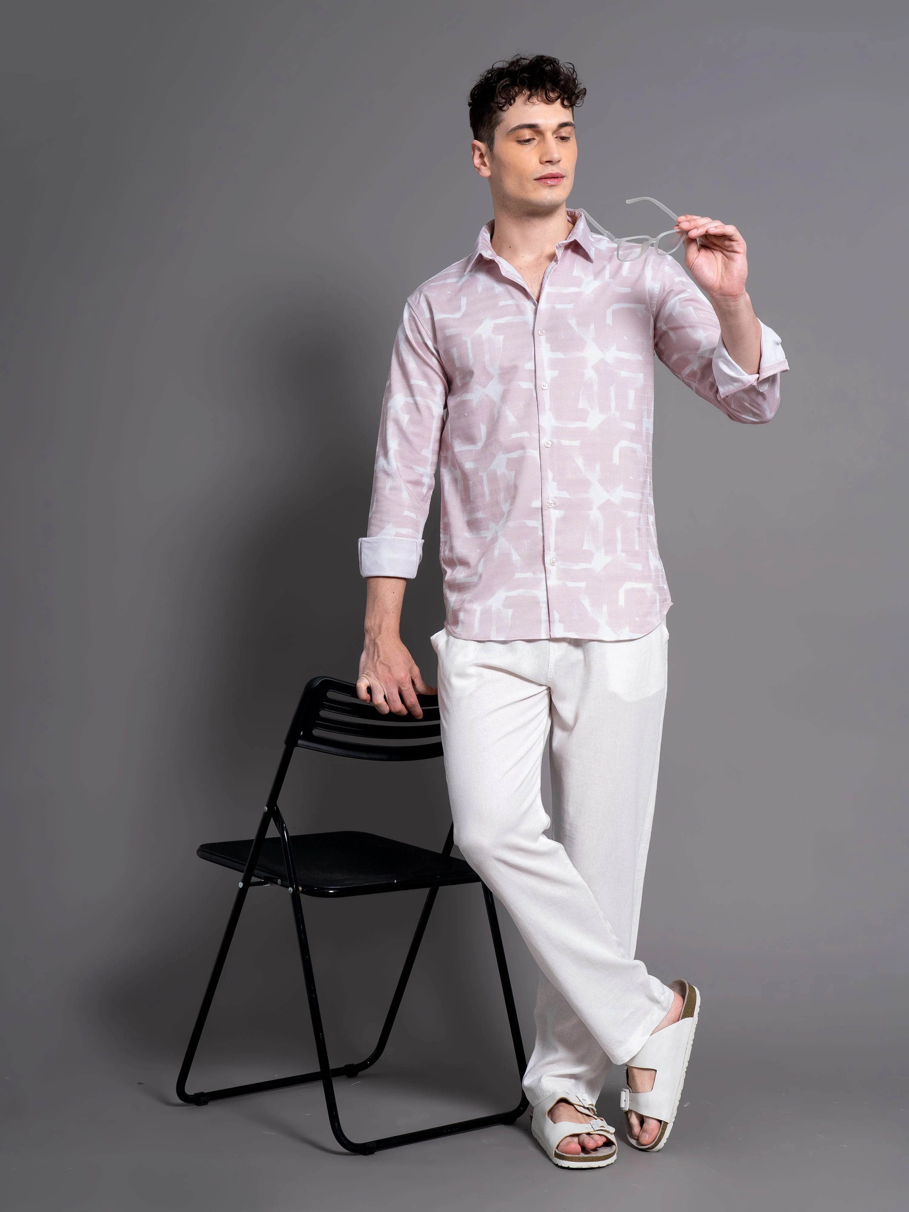 Men Brume Pink Abstract Shirt - Image 5