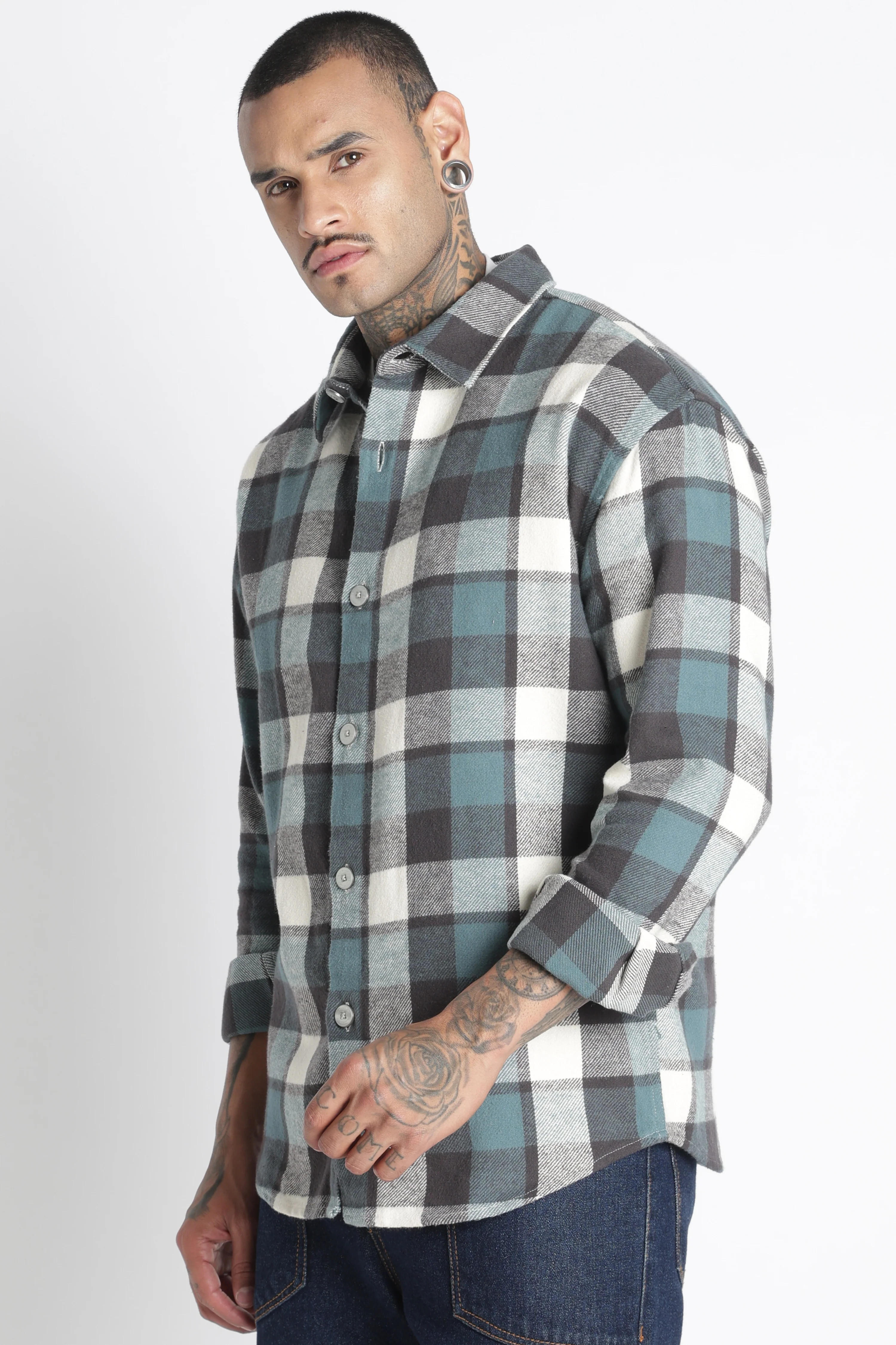 Men Brushed Check Shirt - Image 7
