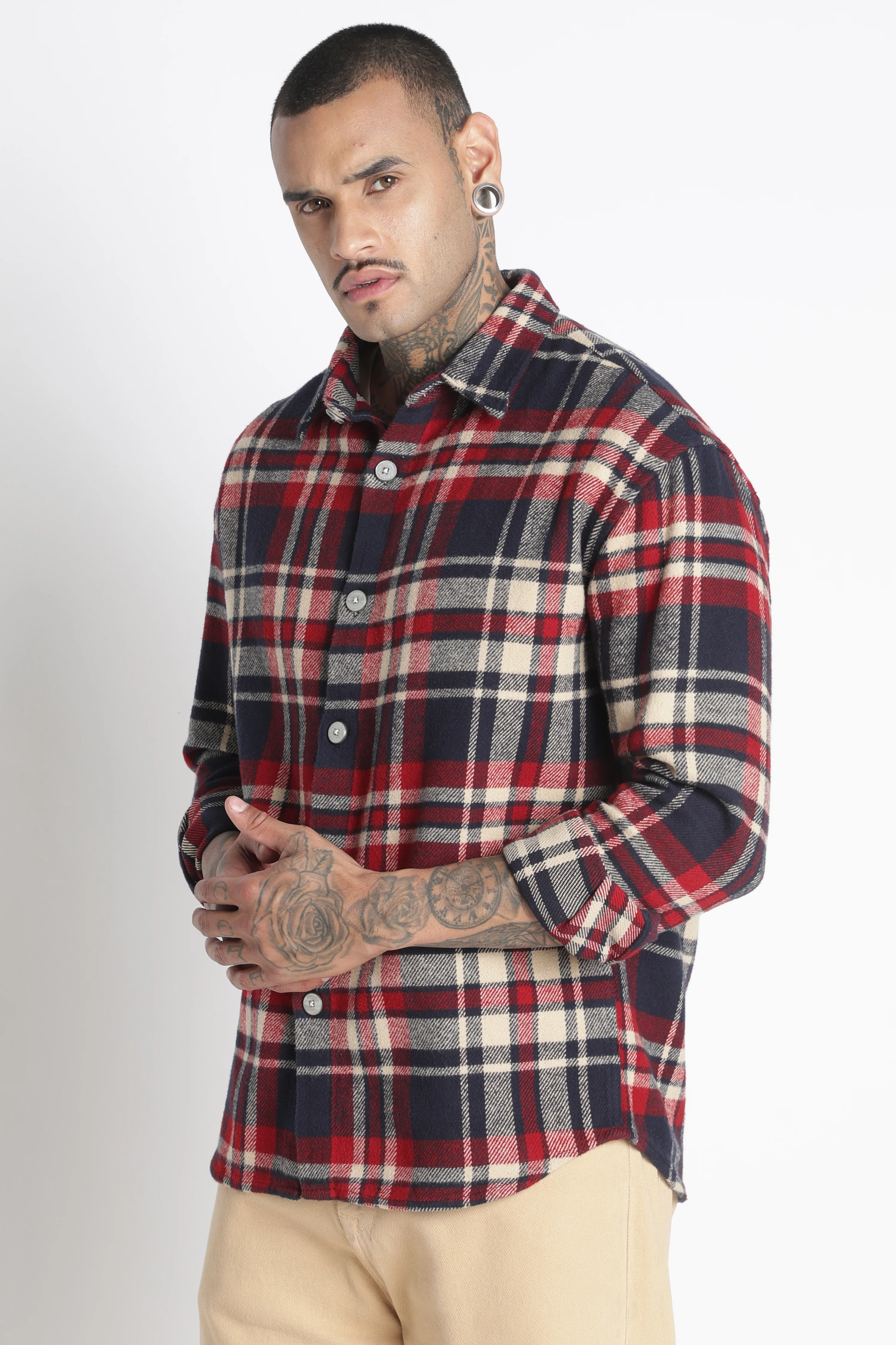 Men Brushed Check Shirt - Image 4