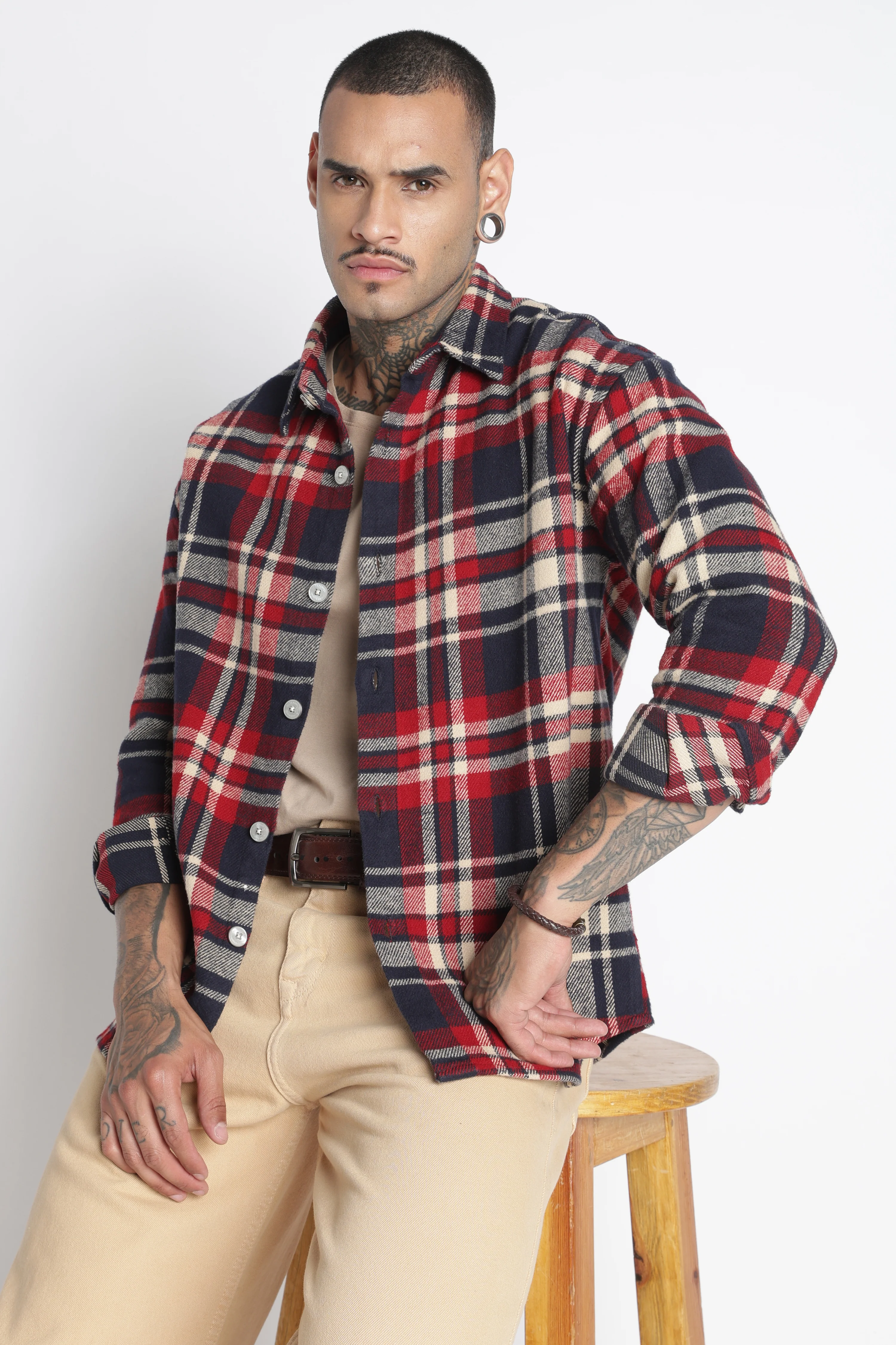 Men Brushed Check Shirt - Image 8