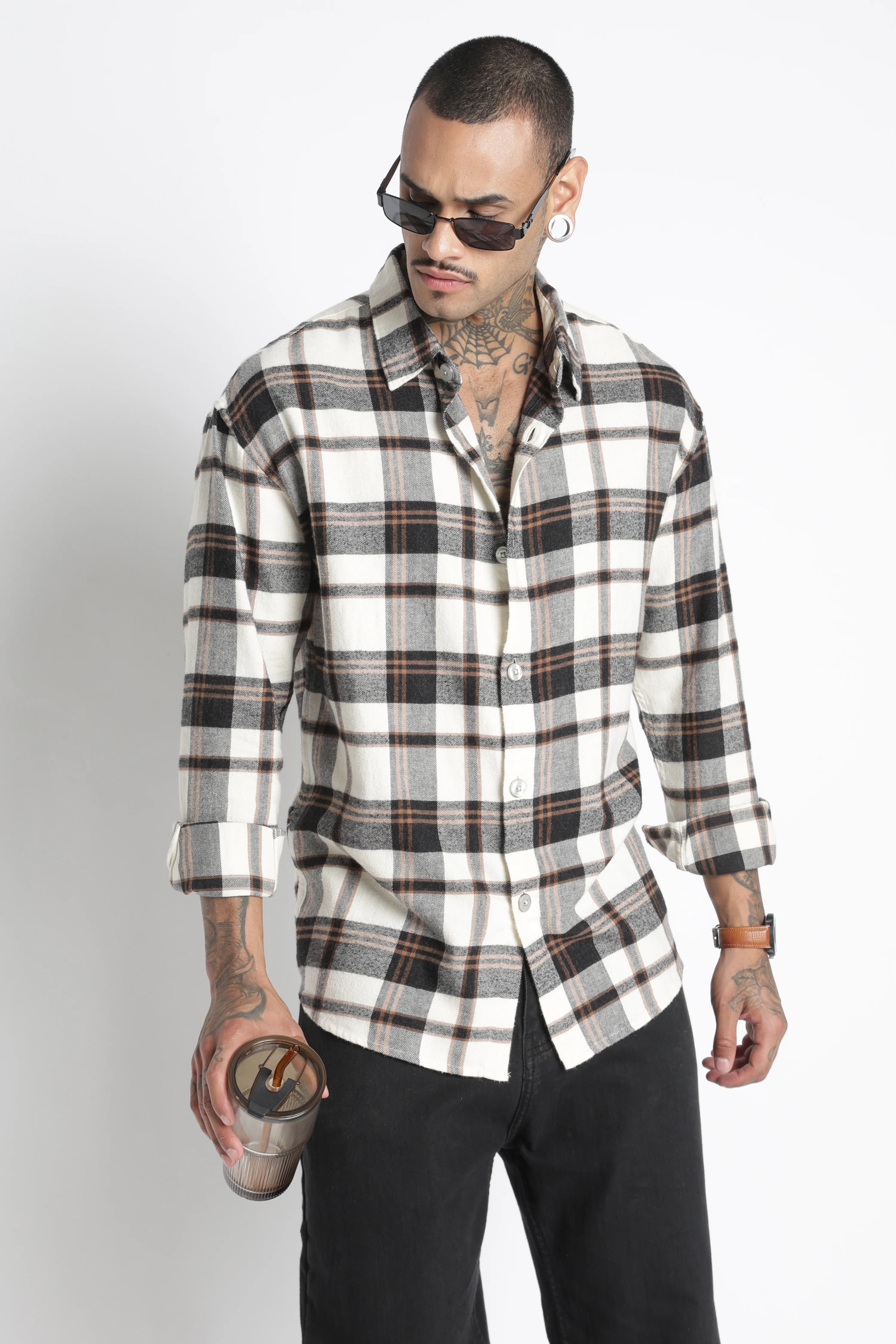 Men Brushed Check Shirt - Image 5