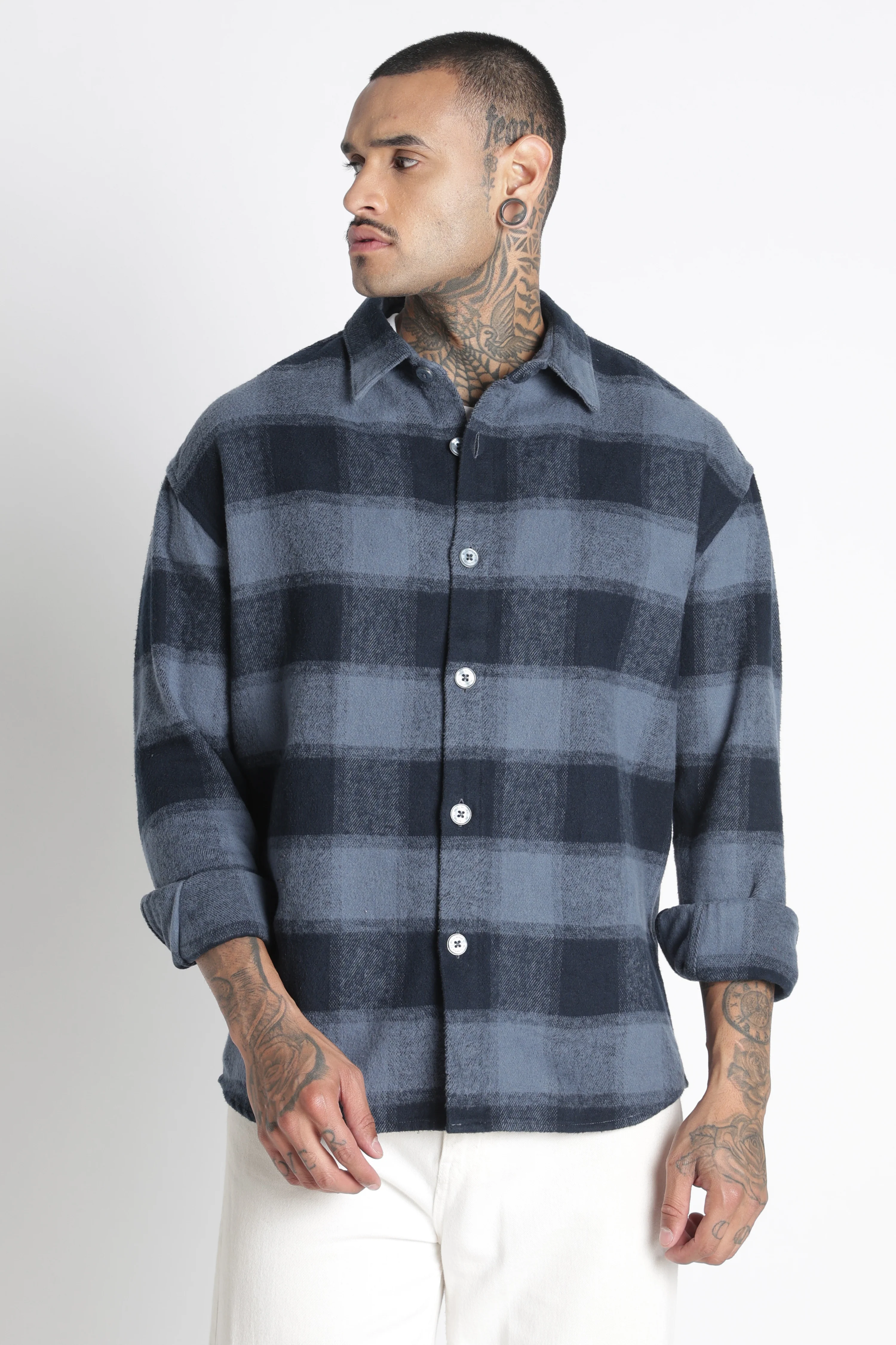 Men Brushed Check Shirt - Image 3