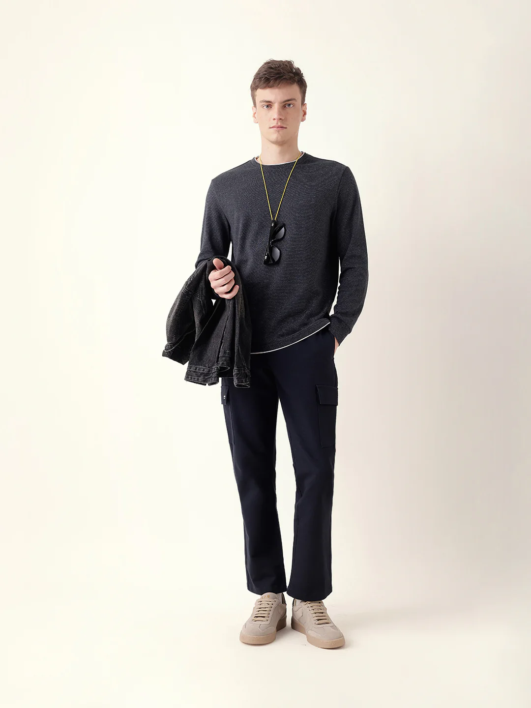 Men Bule Full Sleeve Regular T-Shirt - Image 8