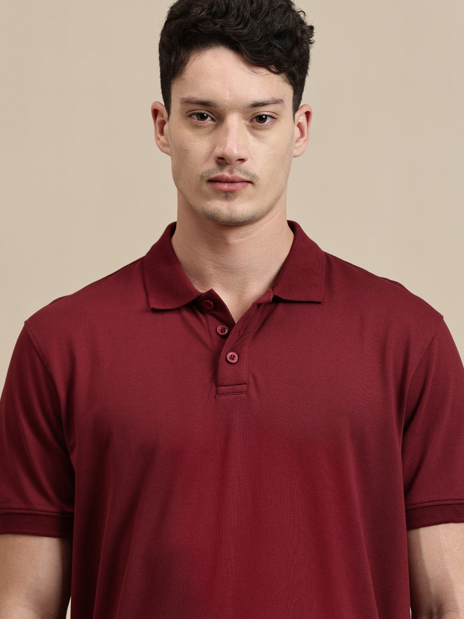 Men Burgundy Half Sleeve T-Shirt - Image 5