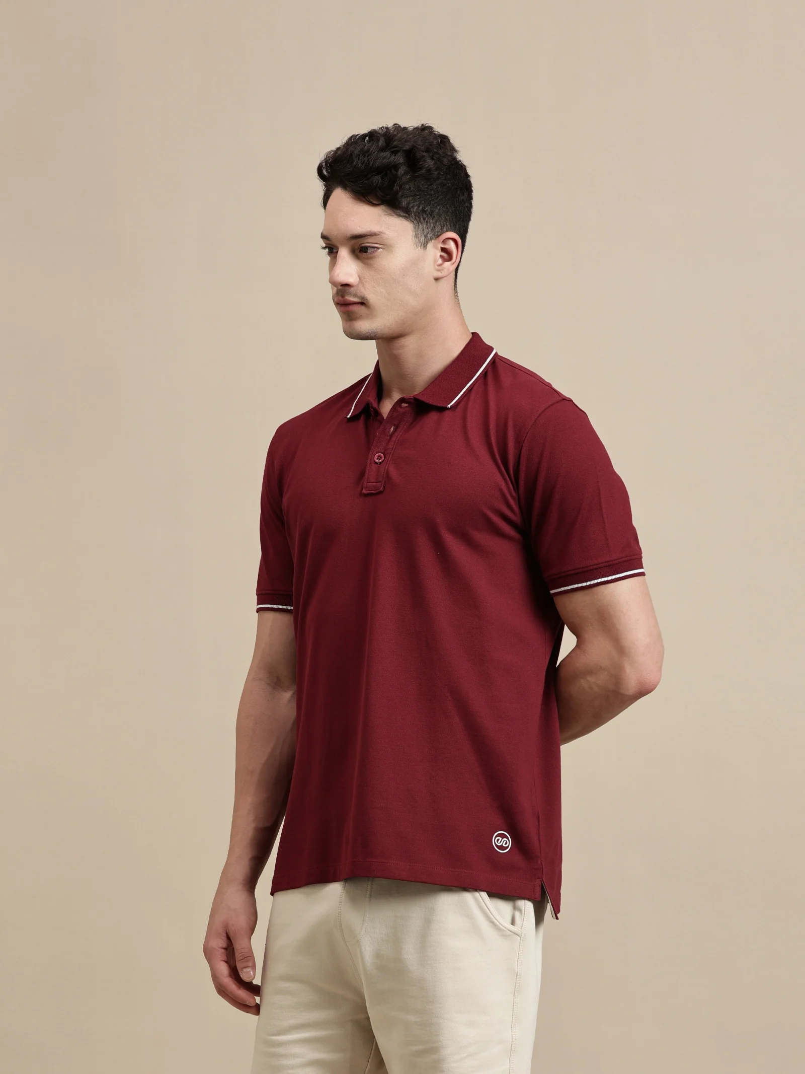 Men Burgundy Half Sleeve T-Shirt - Image 5