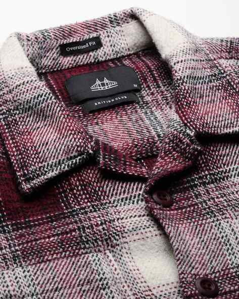 Men Burgundy Oversized Fit Shacket - Image 7