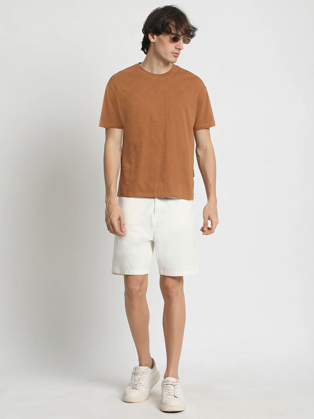 Men  Burnt Orange Crew Neck T-Shirt - Image 5
