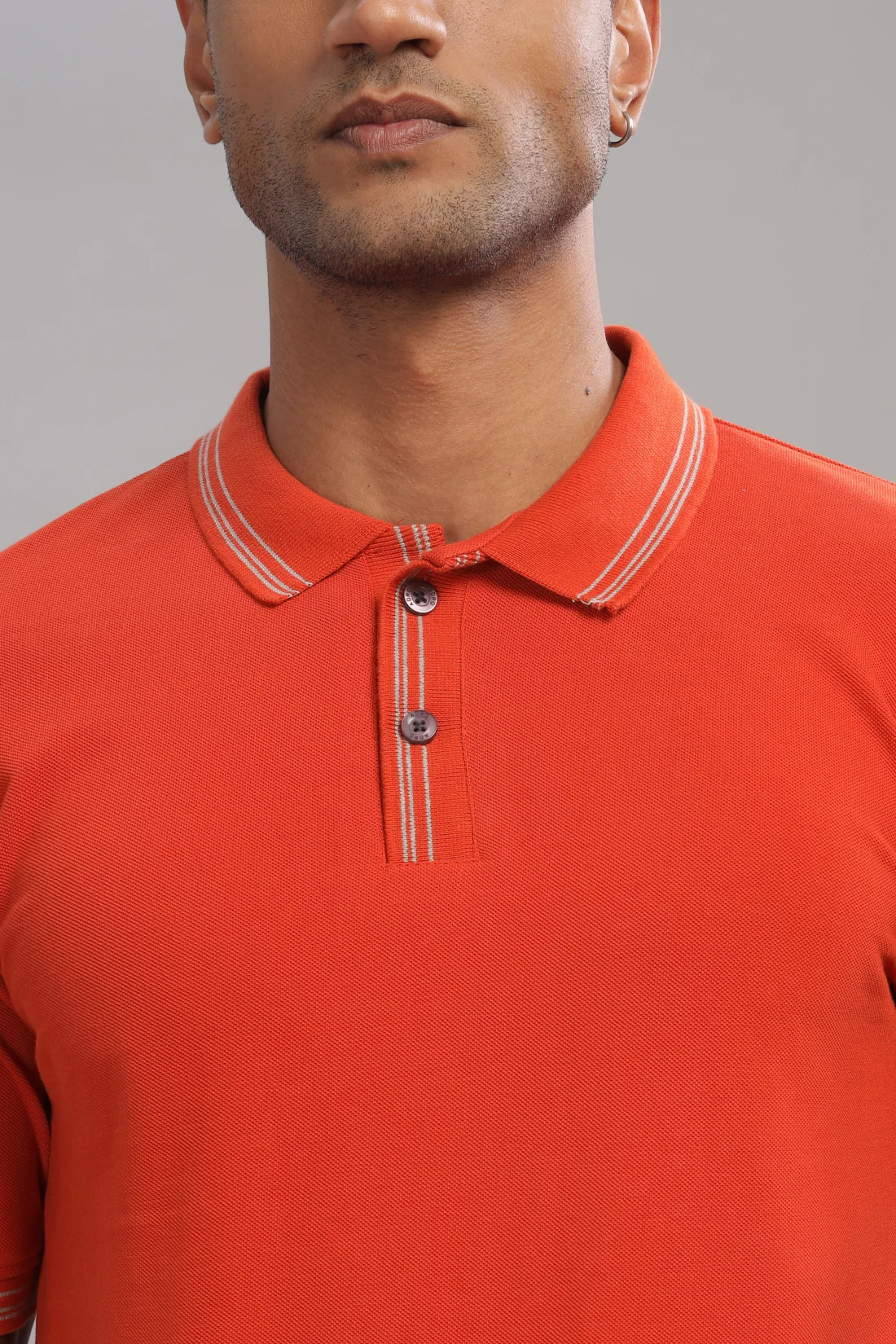 Men Burnt Orange Regular Fit Polo T-Shirt - Image 2