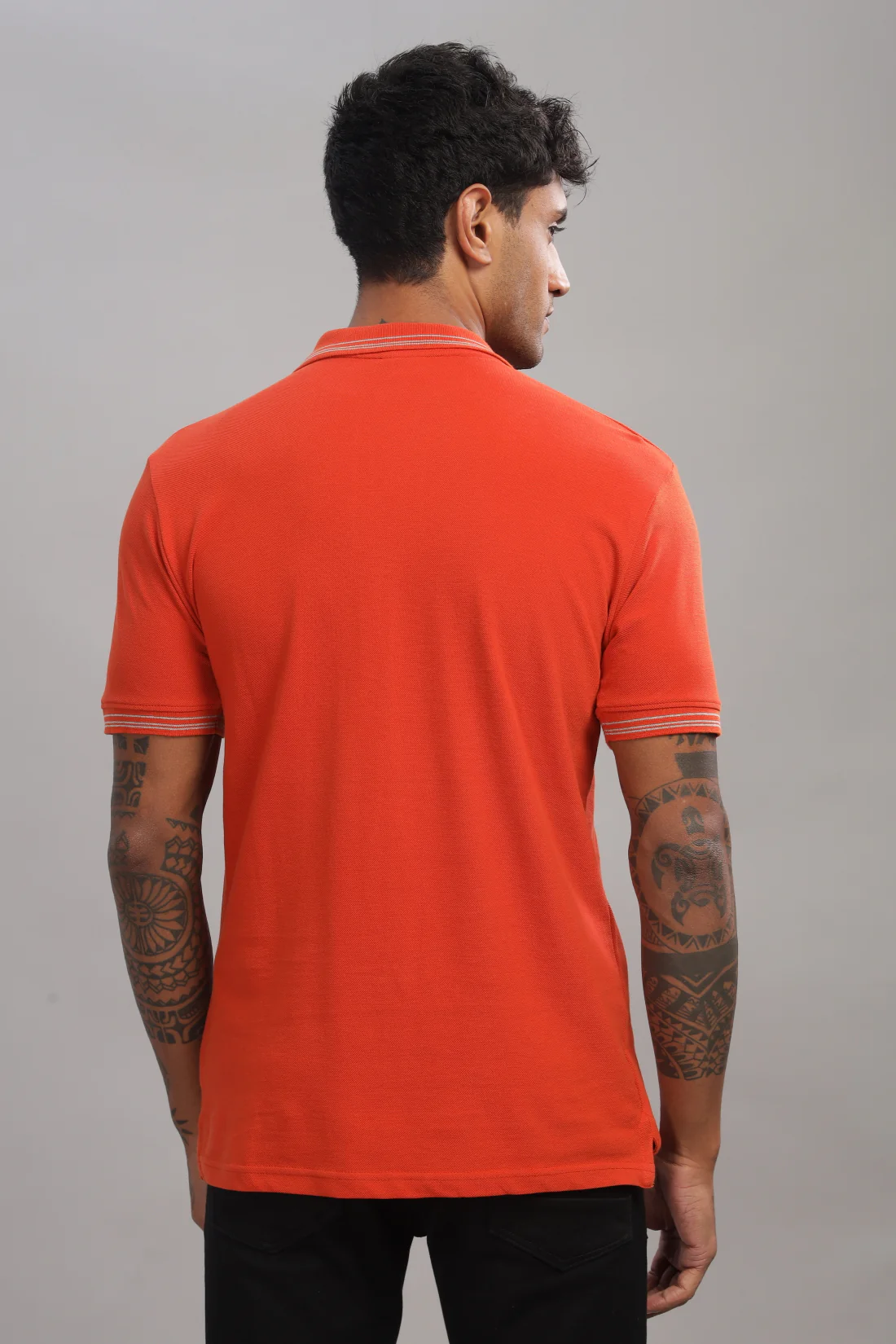 Men Burnt Orange Regular Fit Polo T-Shirt - Image 3
