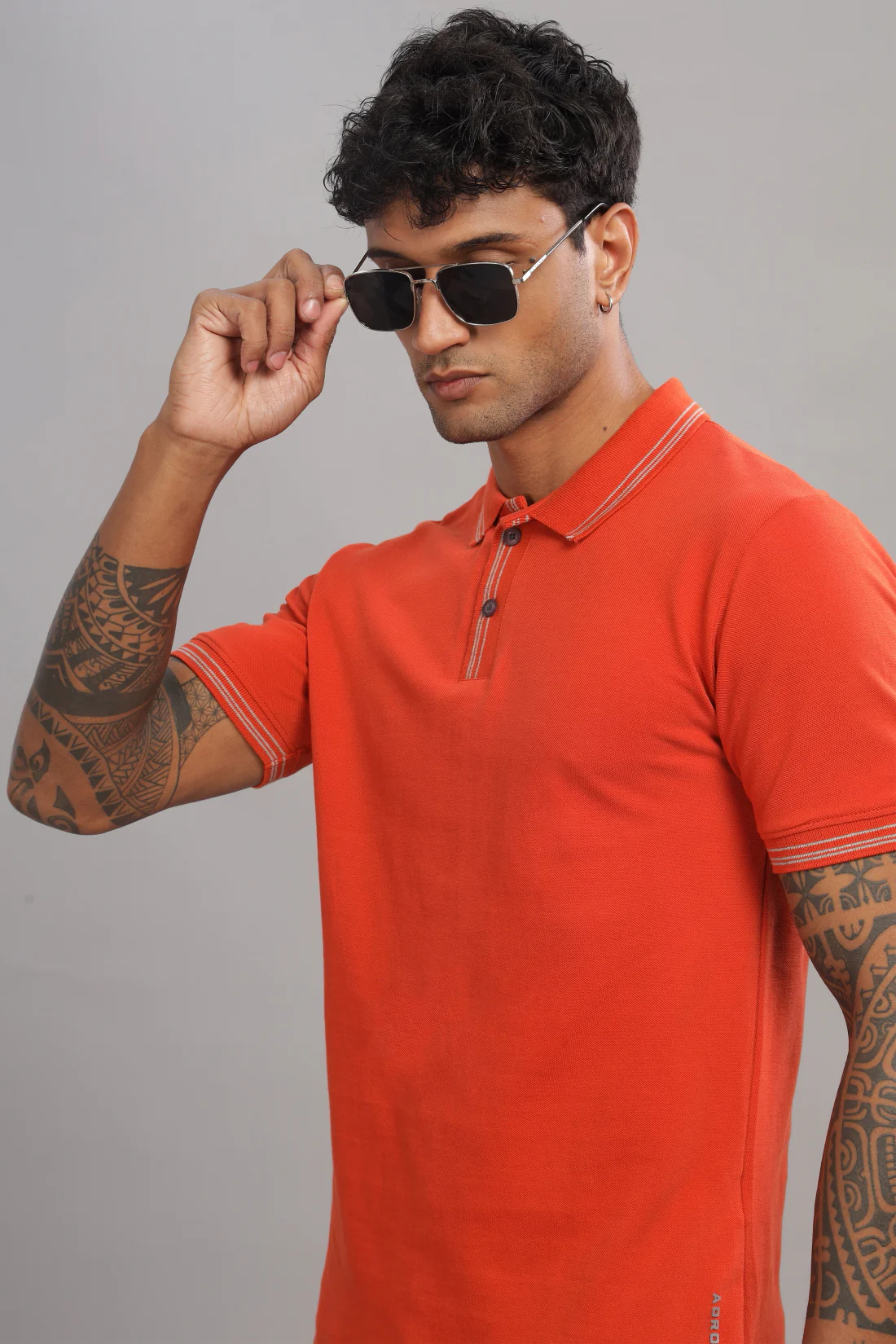 Men Burnt Orange Regular Fit Polo T-Shirt - Image 4