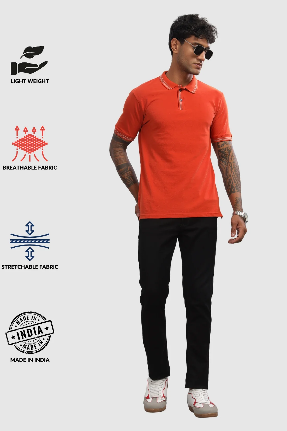 Men Burnt Orange Regular Fit Polo T-Shirt - Image 6