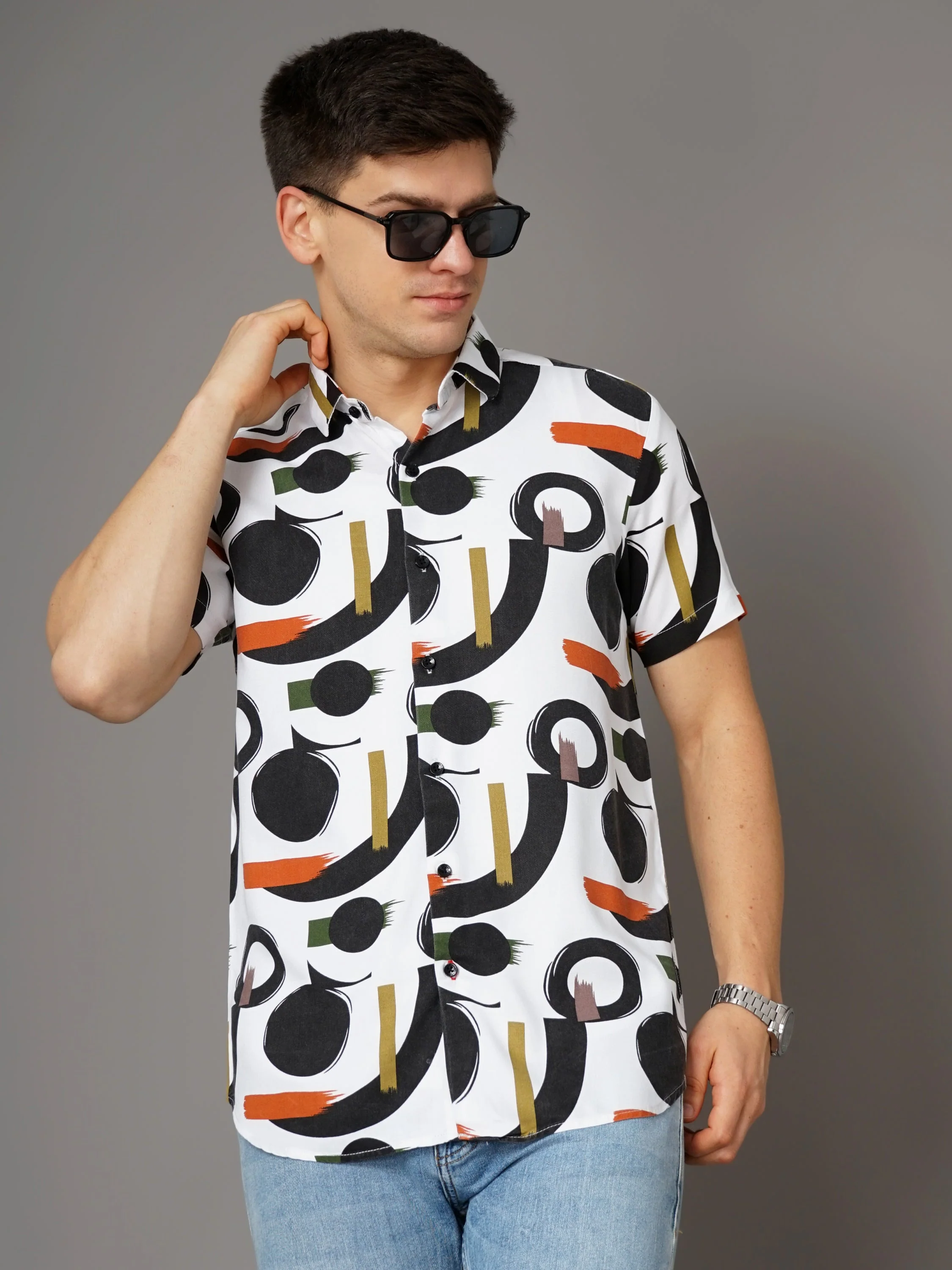 Men Cairo White-Black Shirt - Image 2