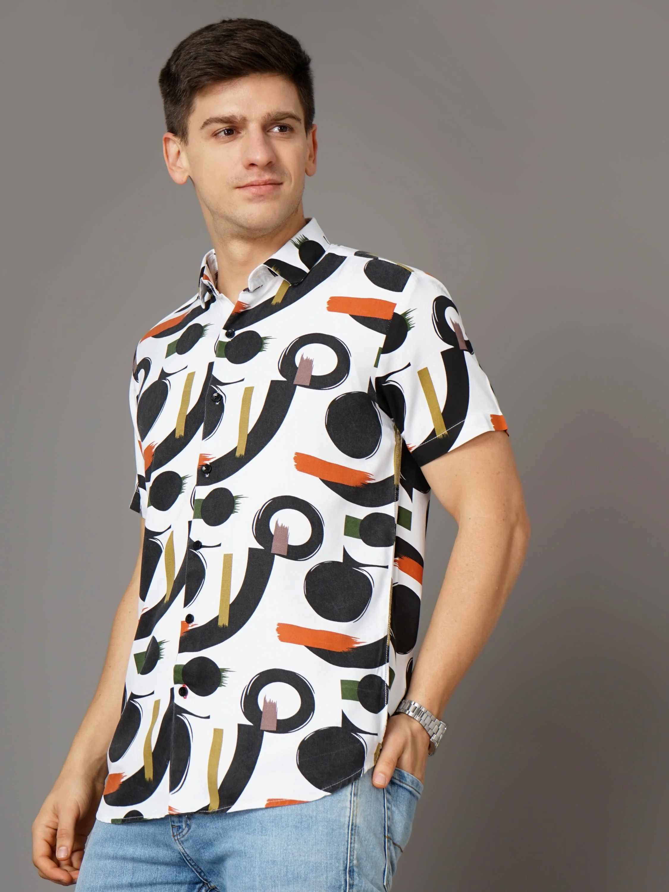 Men Cairo White-Black Shirt - Image 5