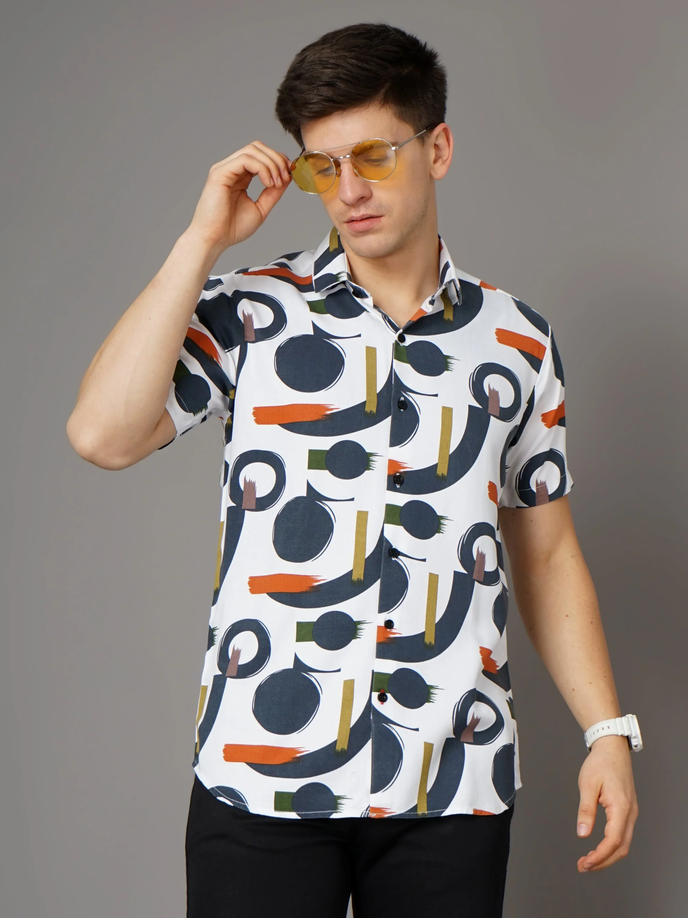 Men Cairo White-Green Shirt - Image 2