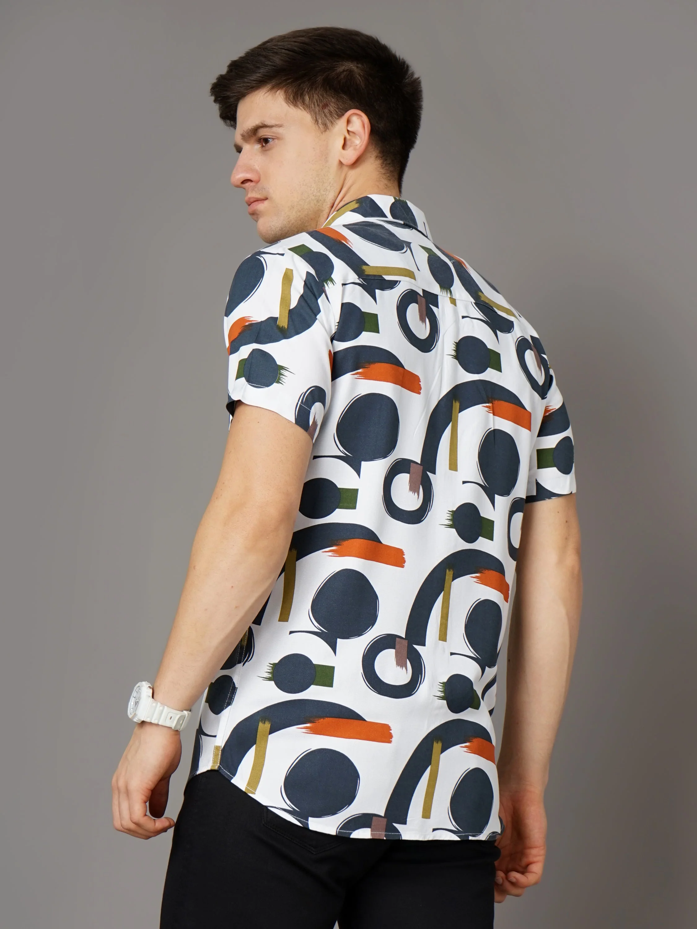 Men Cairo White-Green Shirt - Image 3