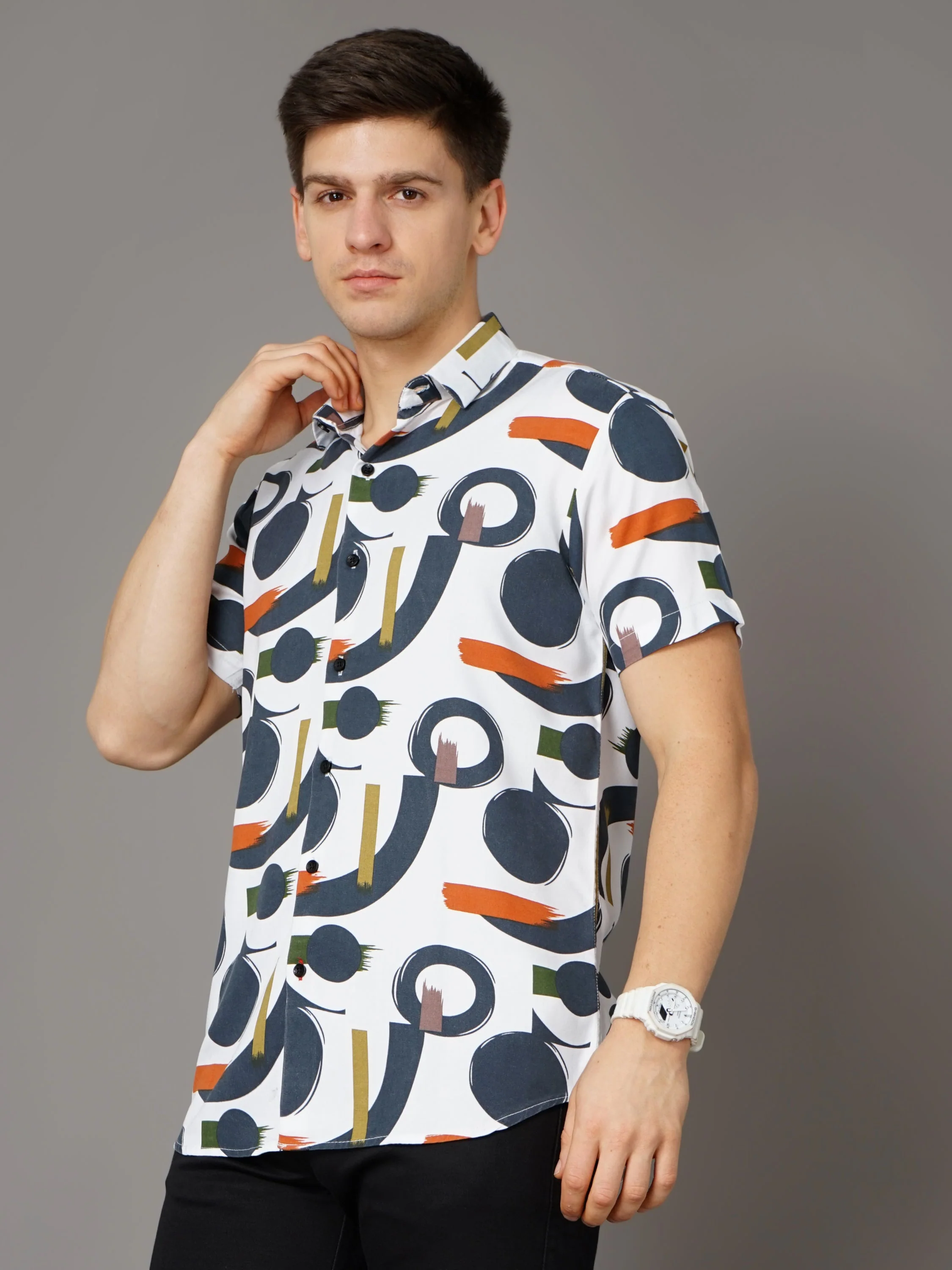 Men Cairo White-Green Shirt - Image 5
