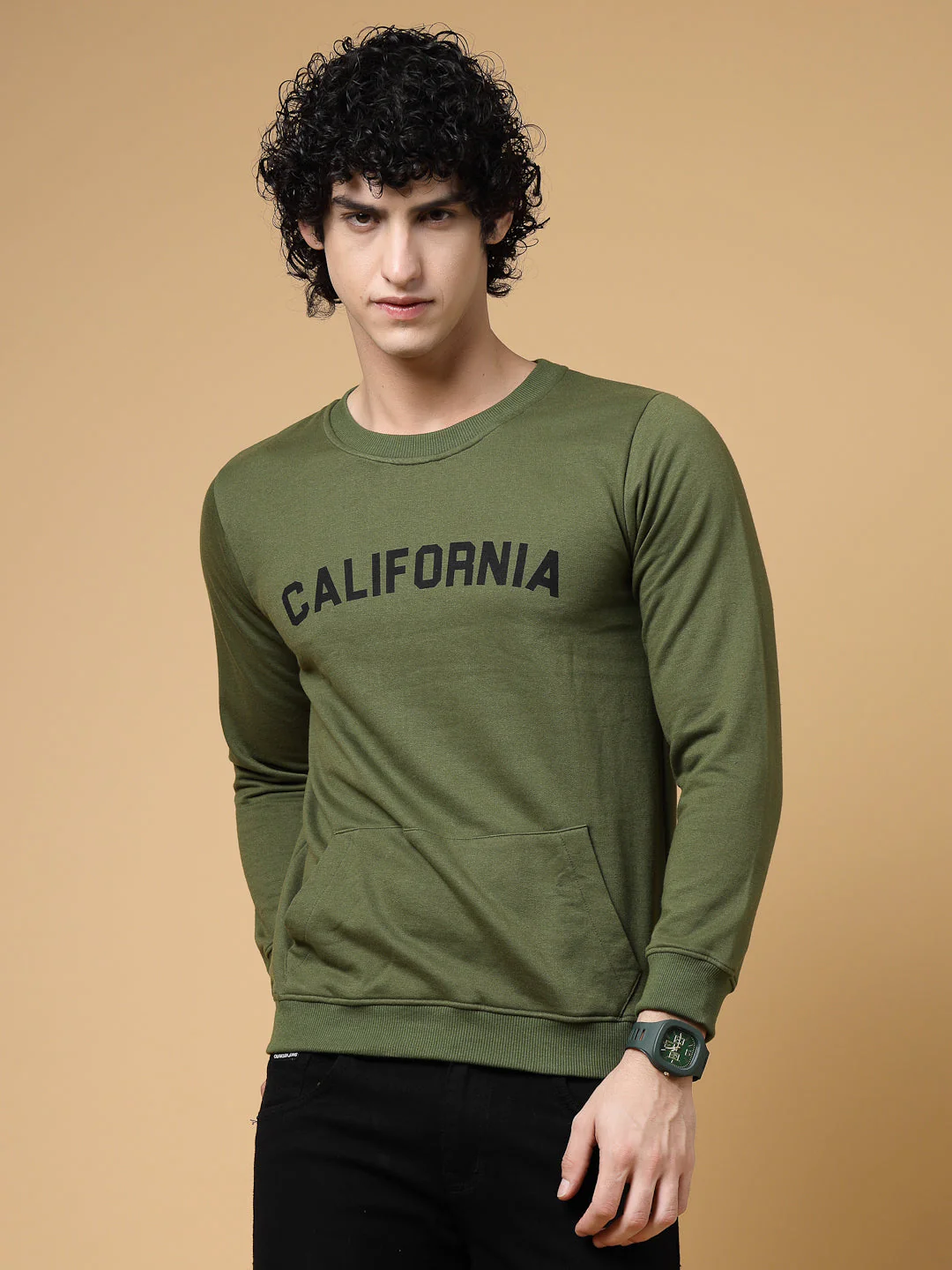 Men California Round Neck Fleece Sweatshirt - Image 3