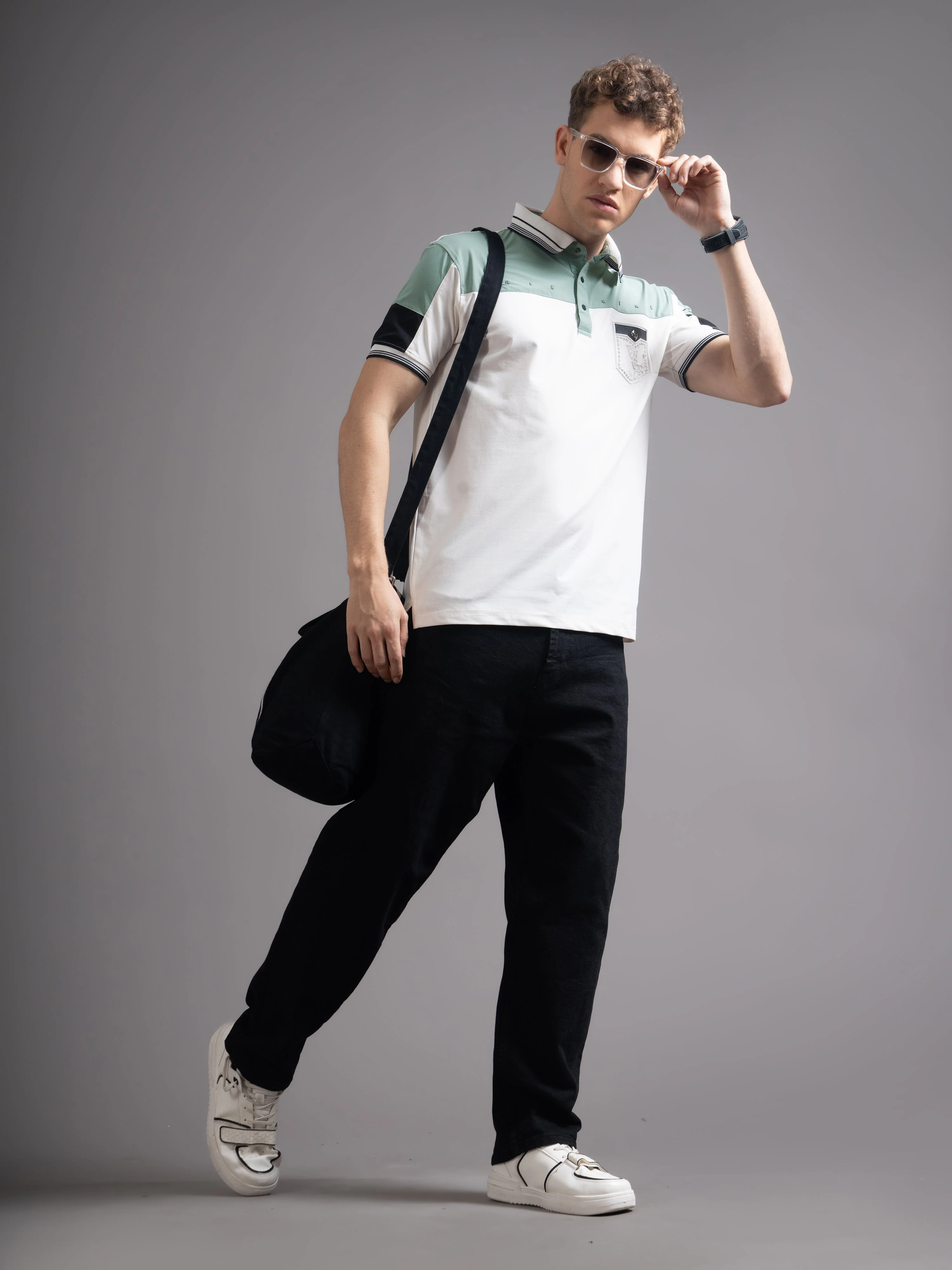 Men Calver Beige Polo T-Shirt - Image 7