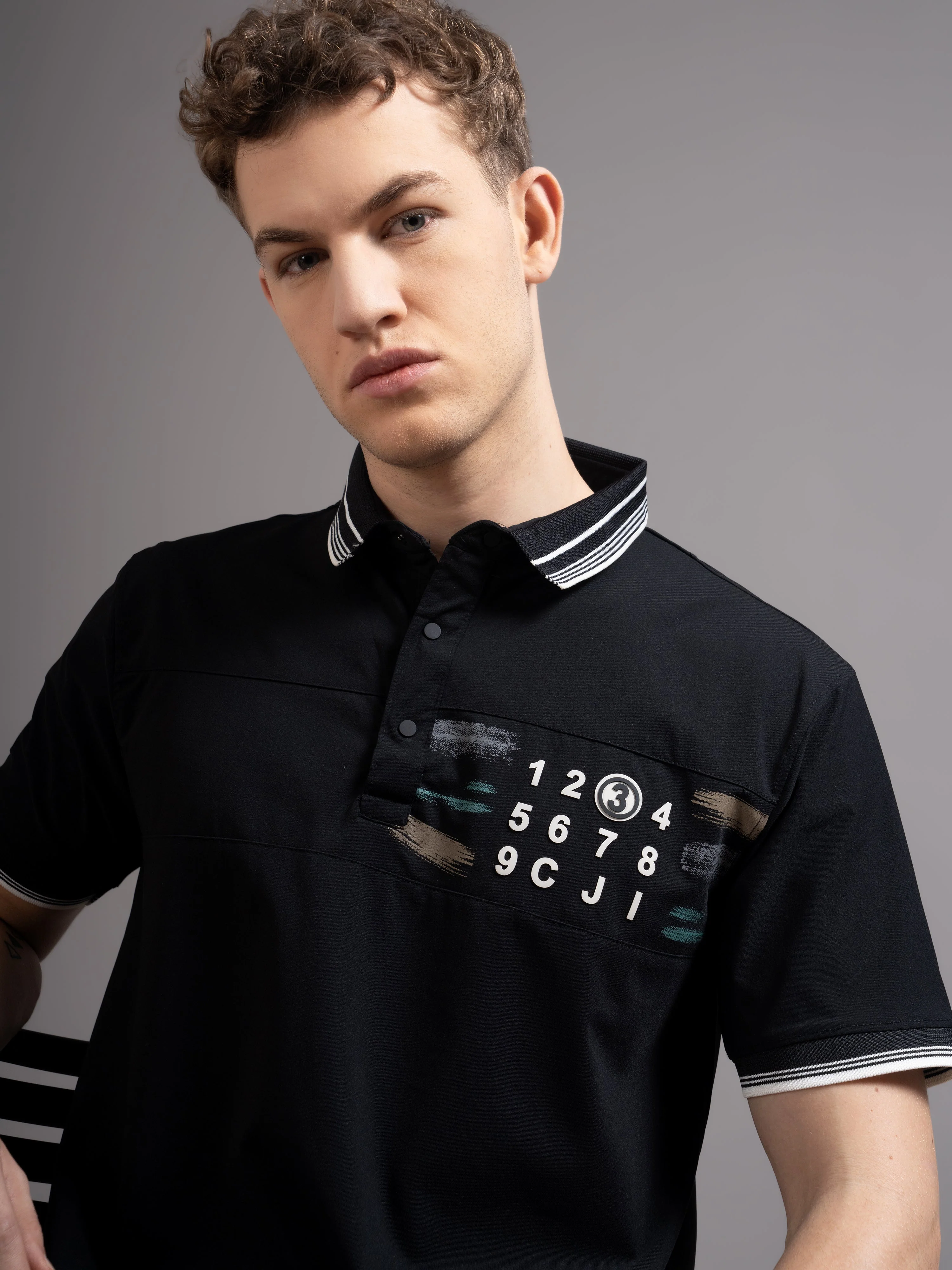 Men Calver Black Polo T-Shirt - Image 4