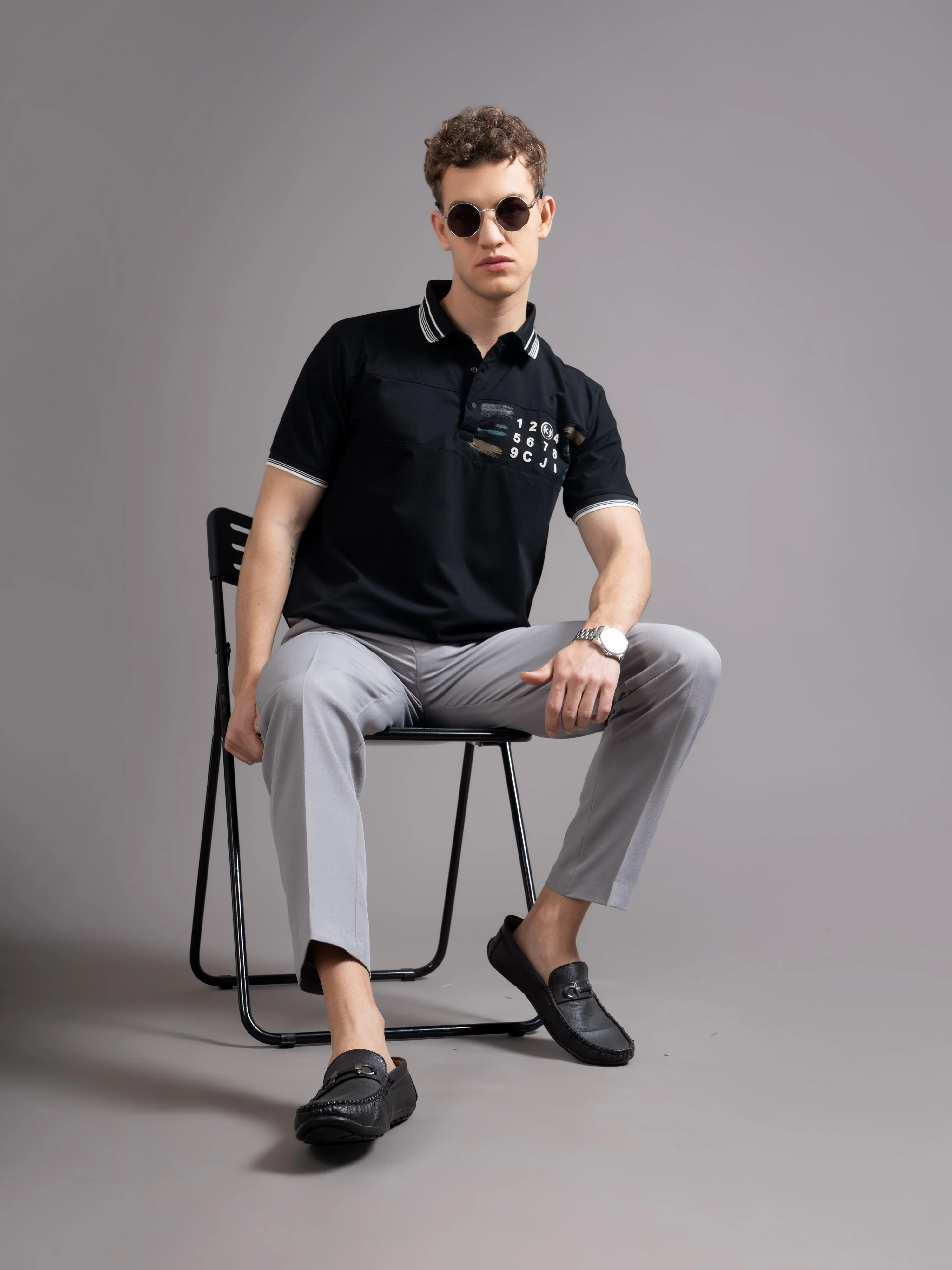 Men Calver Black Polo T-Shirt - Image 5
