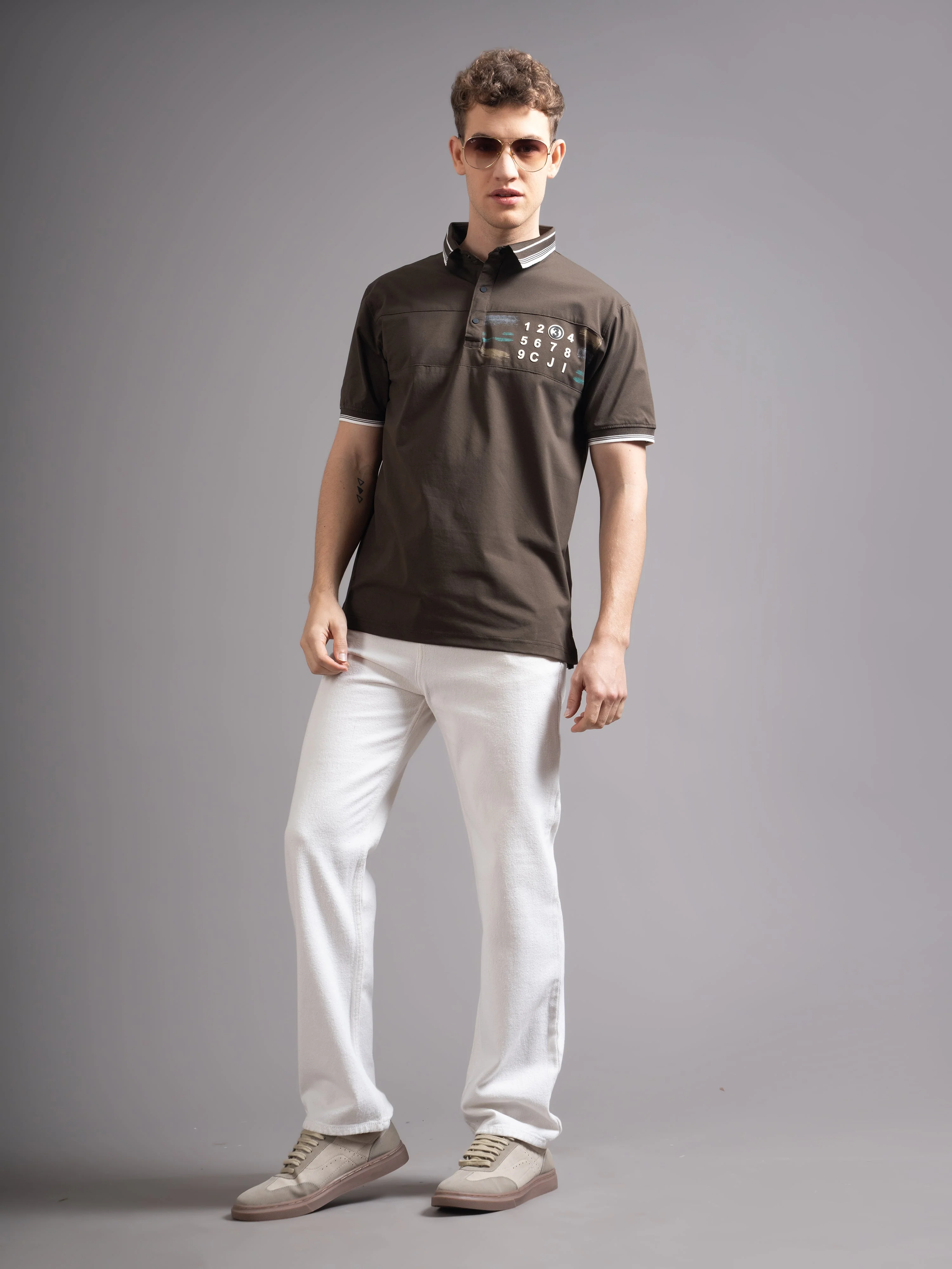 Men Calver Brown Polo T-Shirt - Image 5
