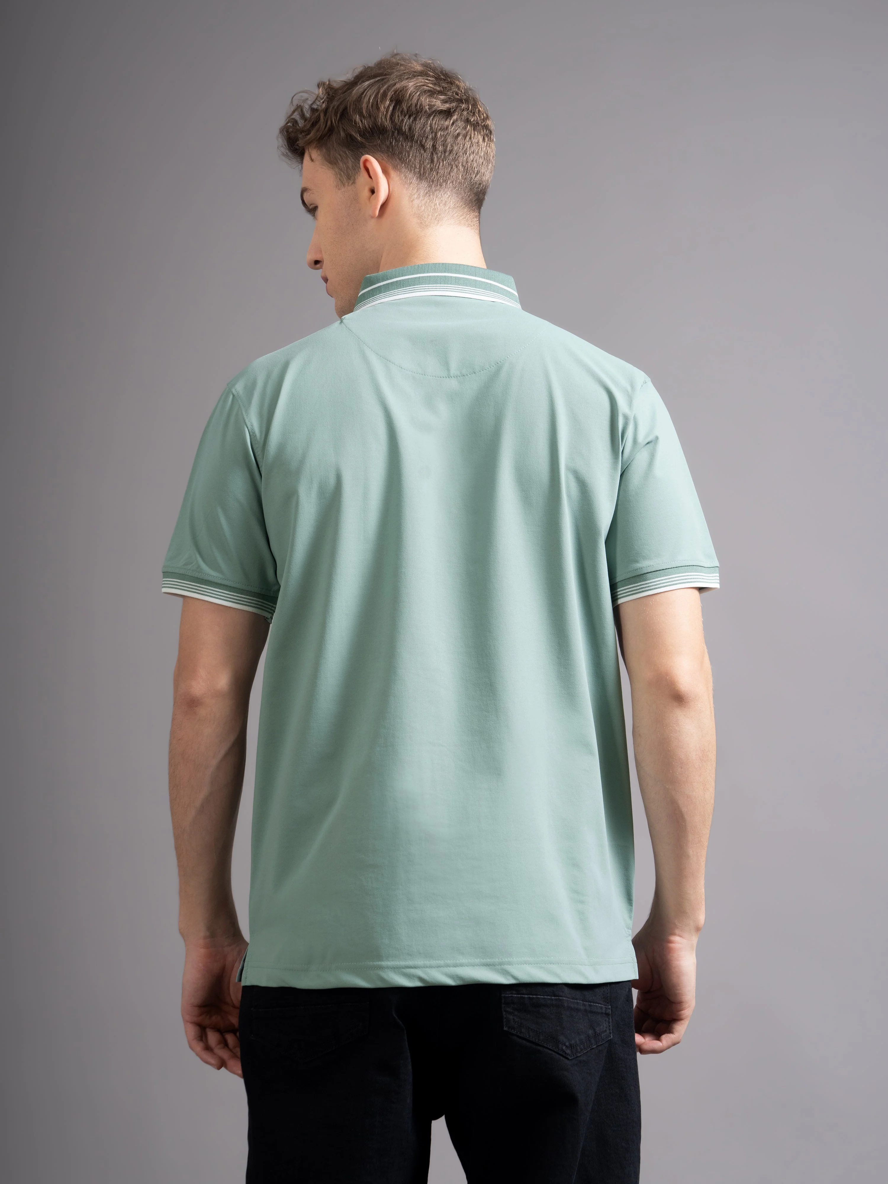 Men Calver Green Polo T-Shirt - Image 2